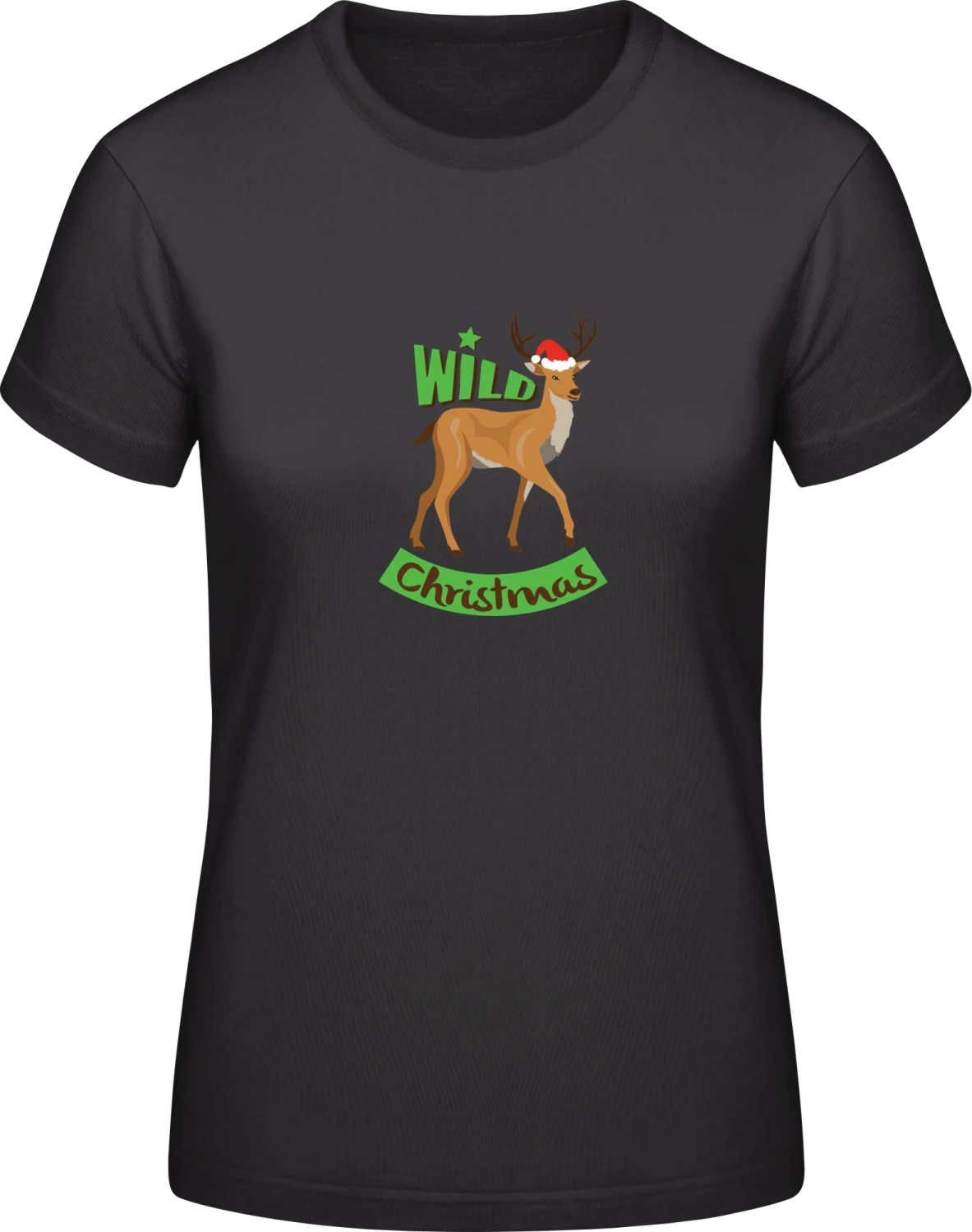 Wild Christmas - Black #E190 women T-Shirt - Front