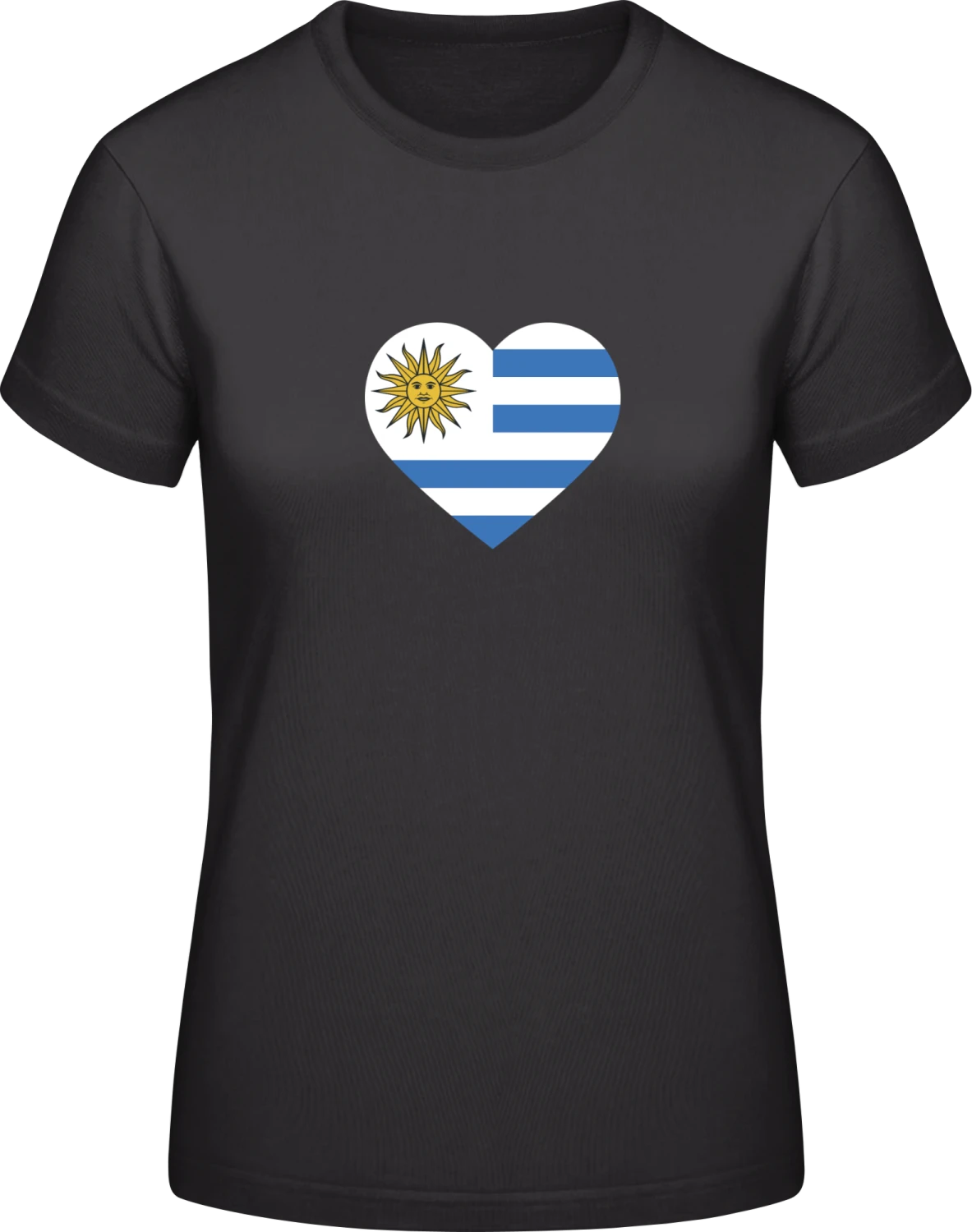 Uruguay Heart Flag - Black #E190 women T-Shirt - Front