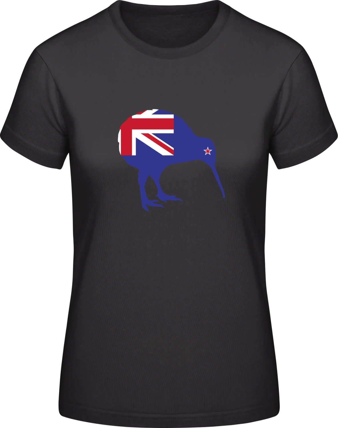 Kiwi New Zealand Flag - Black #E190 women T-Shirt - Front