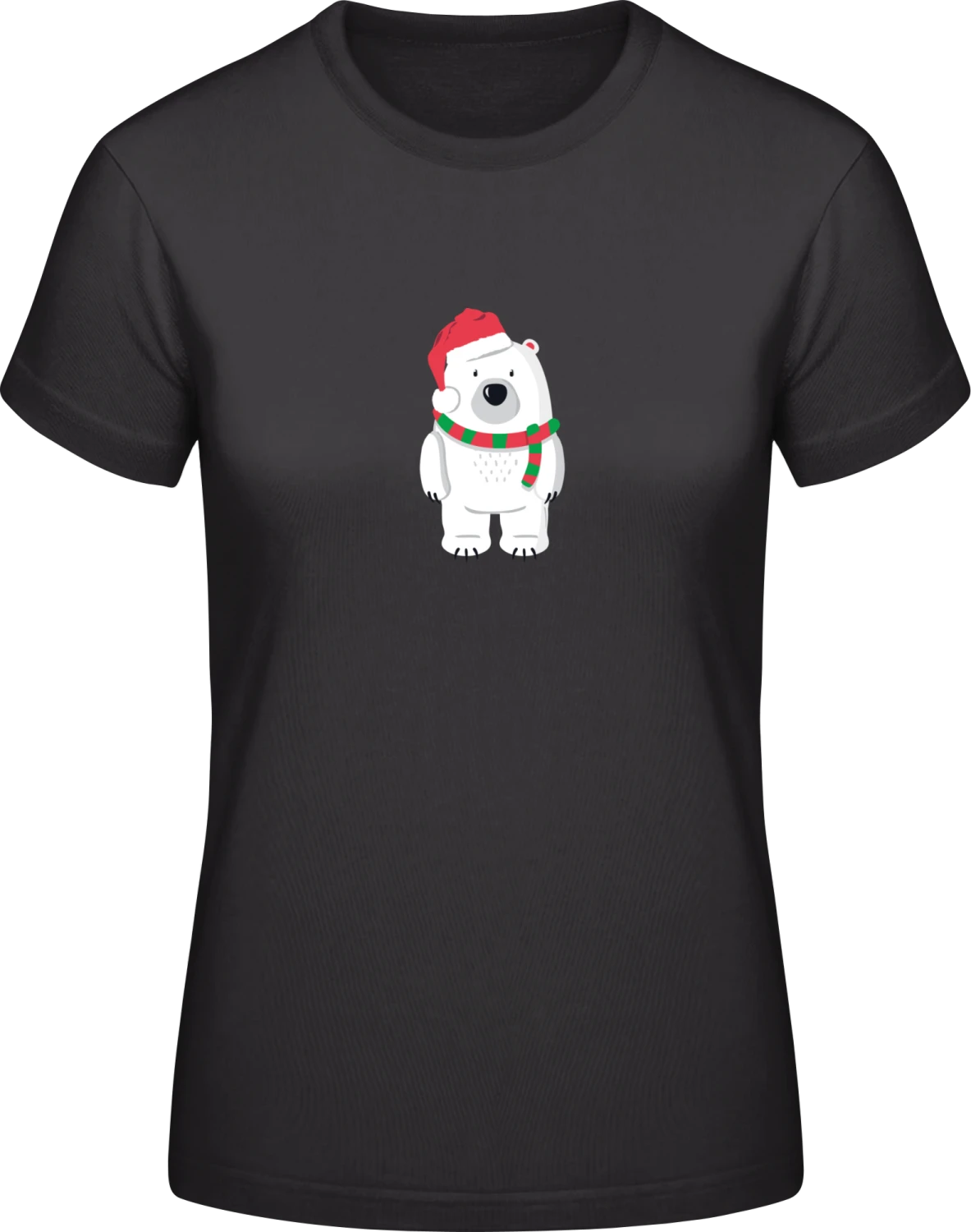 Christmas Polar Bear - Black #E190 women T-Shirt - Front