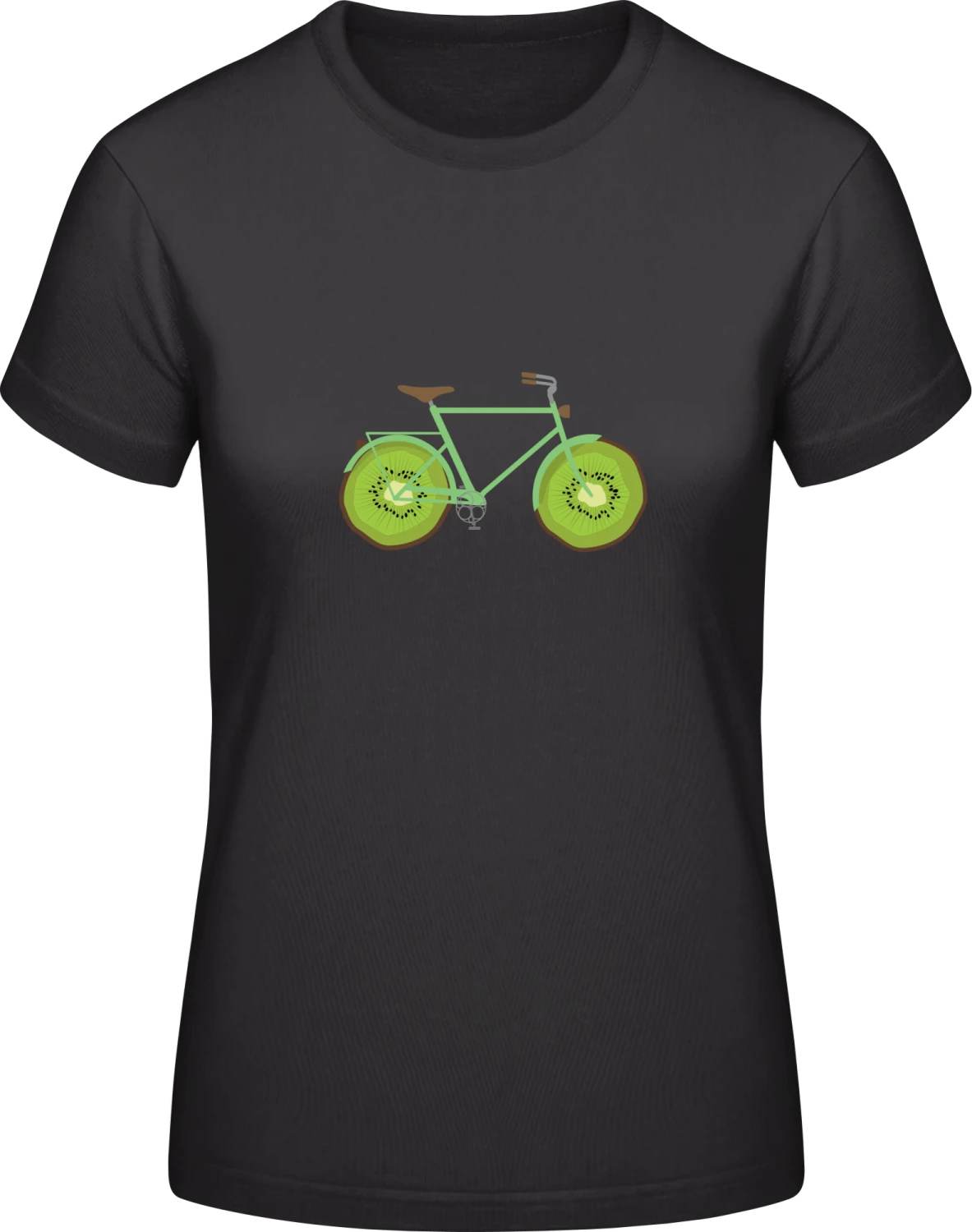 Kiwi Bicycle - Black #E190 women T-Shirt - Front