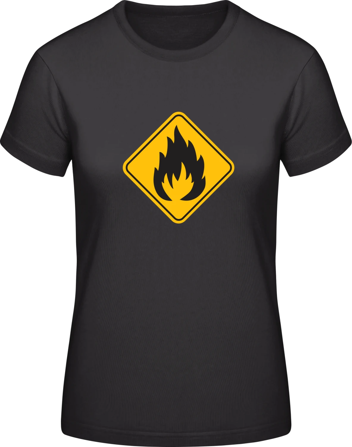 Fire Warning Sign - Black #E190 women T-Shirt - Front