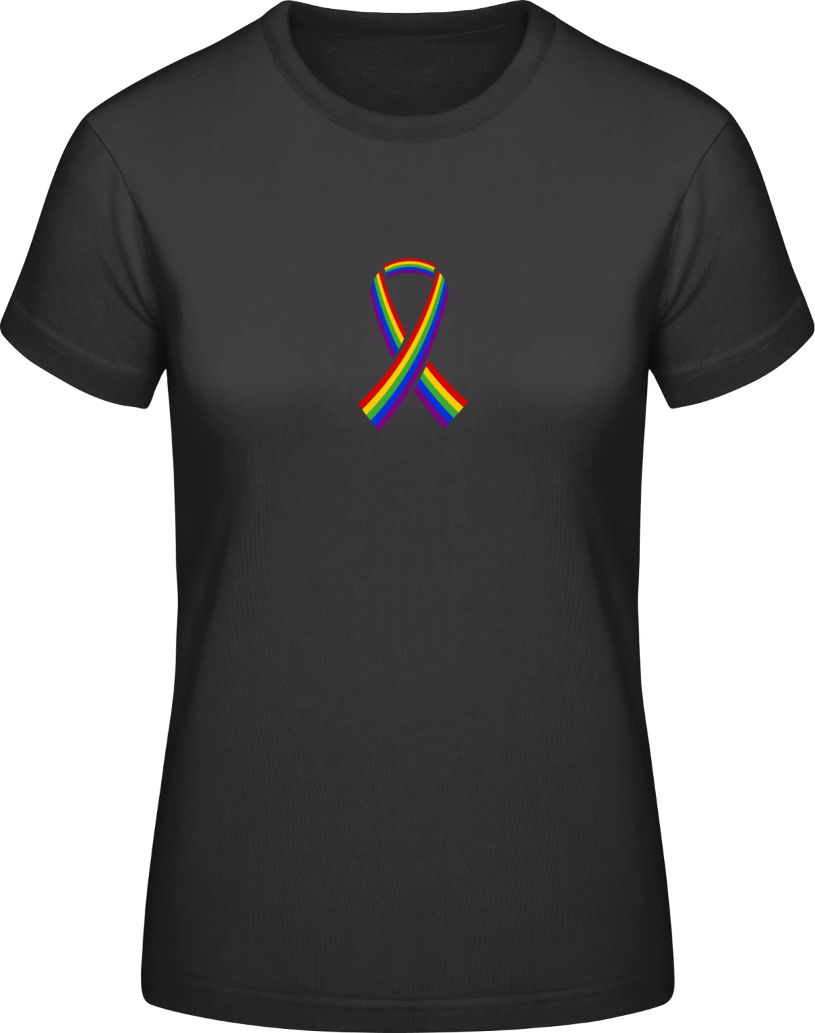 Rainbow Ribbon - Black #E190 women T-Shirt - Front