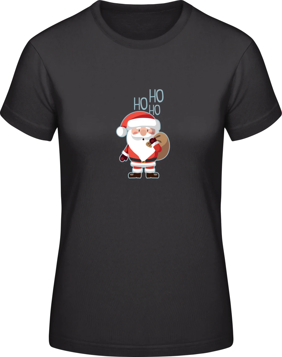 Ho Ho Ho Santa Claus - Black #E190 women T-Shirt - Front