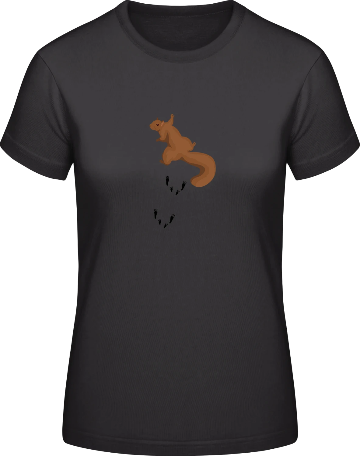 Squirrel With Prints - Black #E190 women T-Shirt - Front