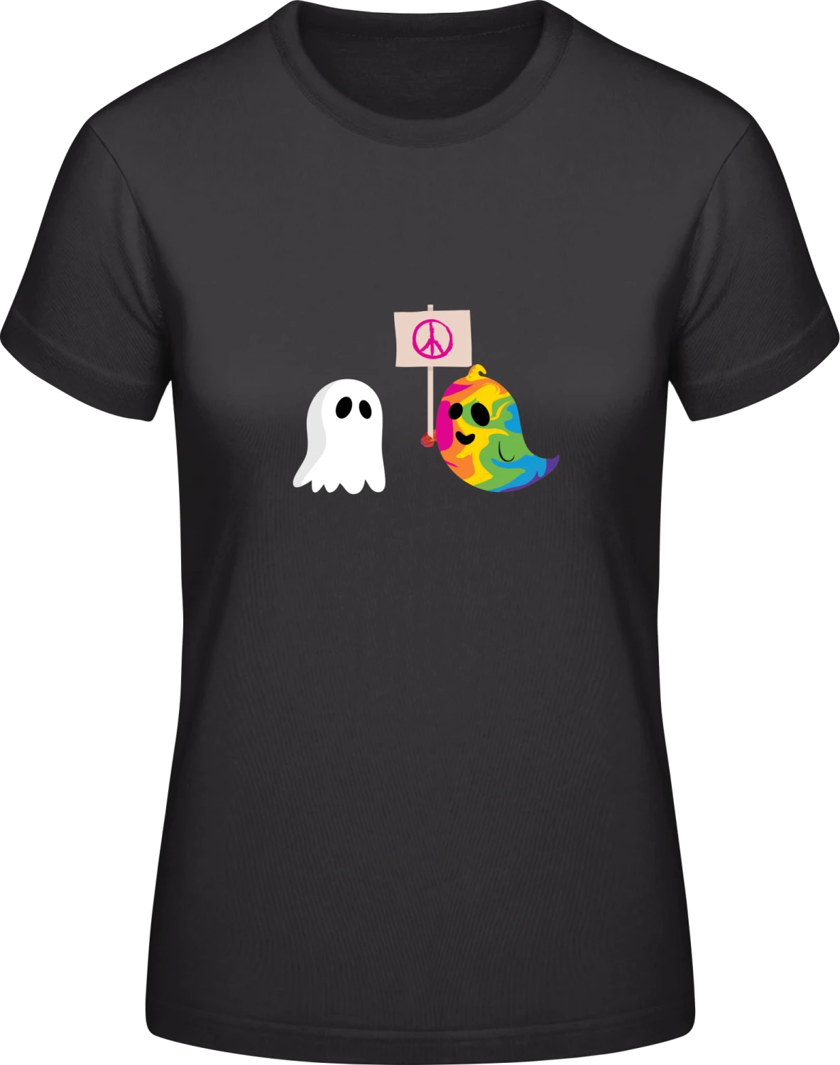 Hippie Ghost - Black #E190 women T-Shirt - Front