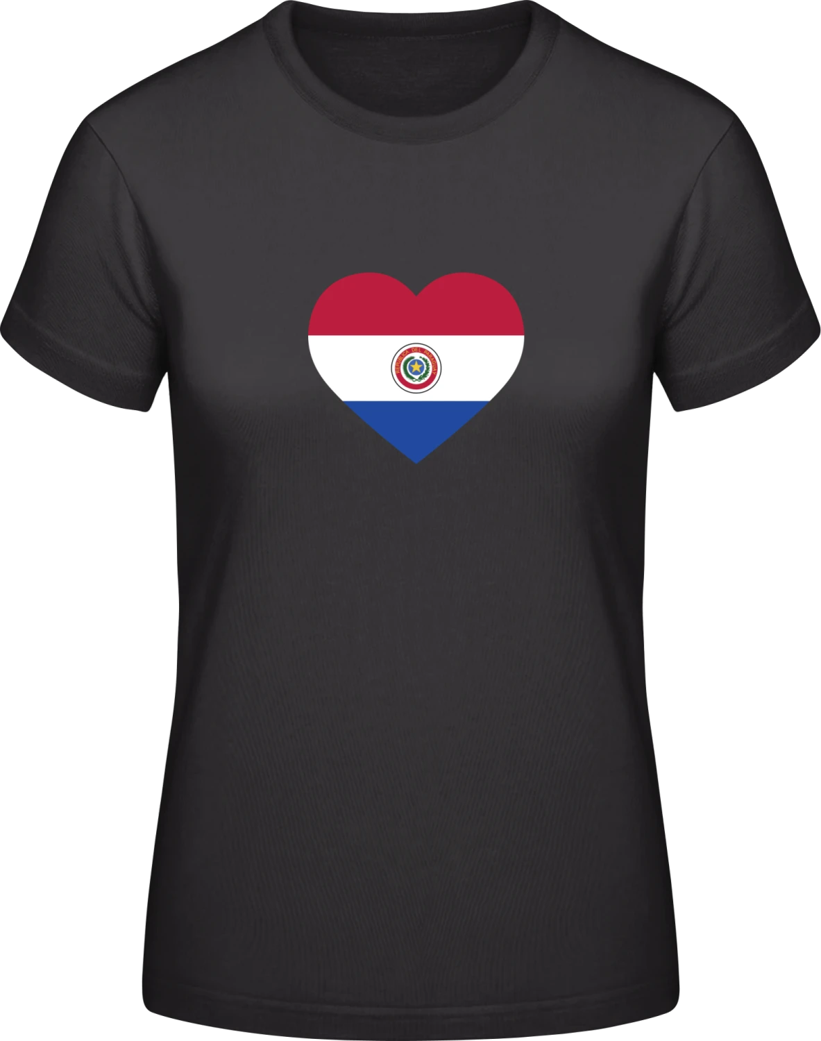 Paraguay Heart Flag - Black #E190 women T-Shirt - Front