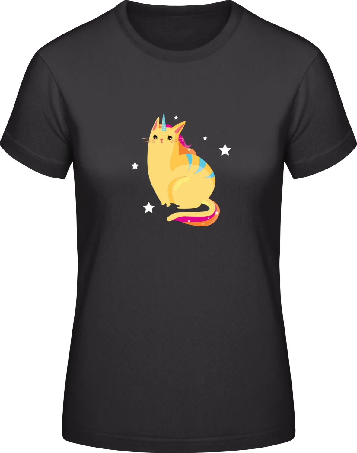 Unicat With Stars - Black #E190 women T-Shirt - Front