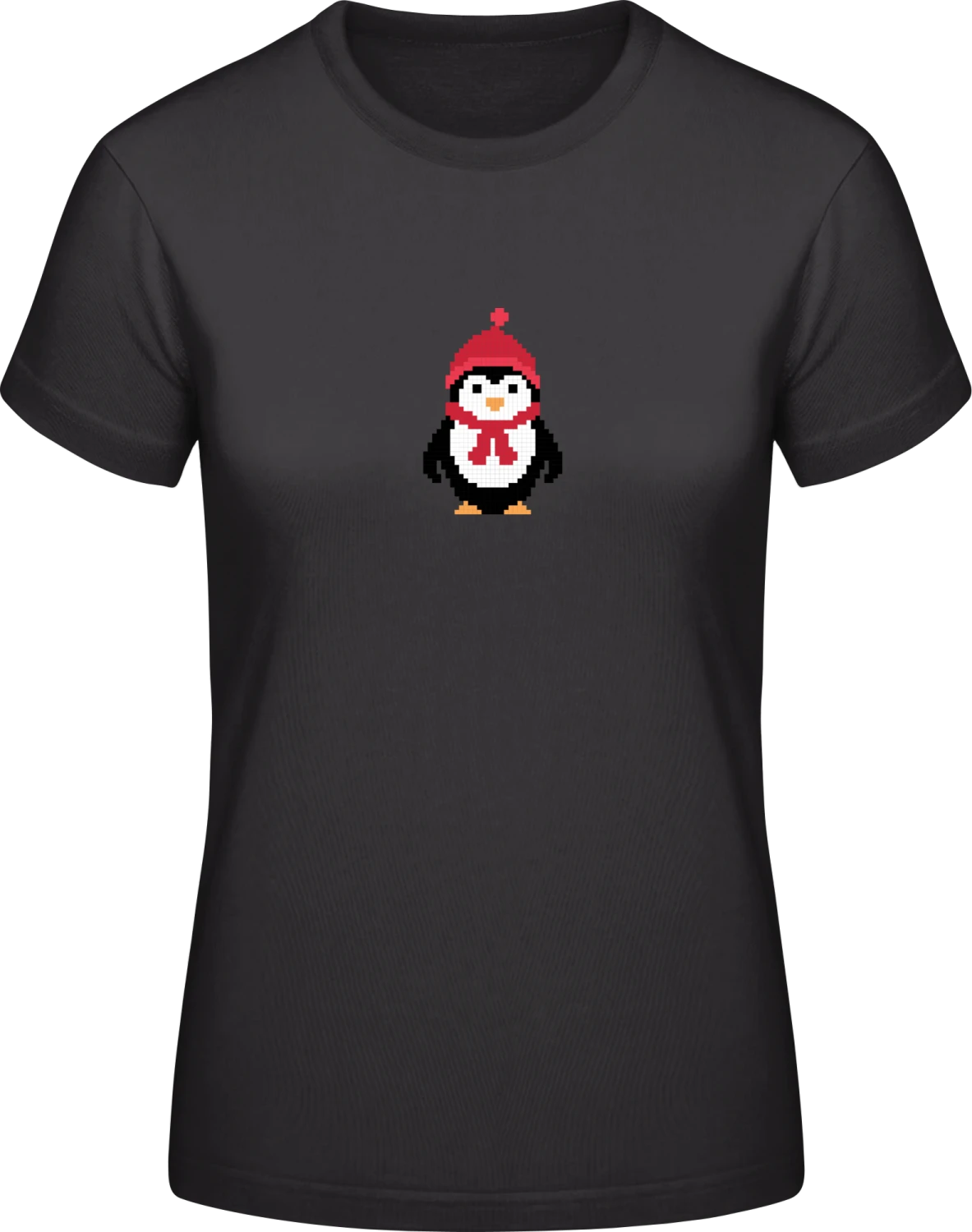 Penguin Pixel Style - Black #E190 women T-Shirt - Front