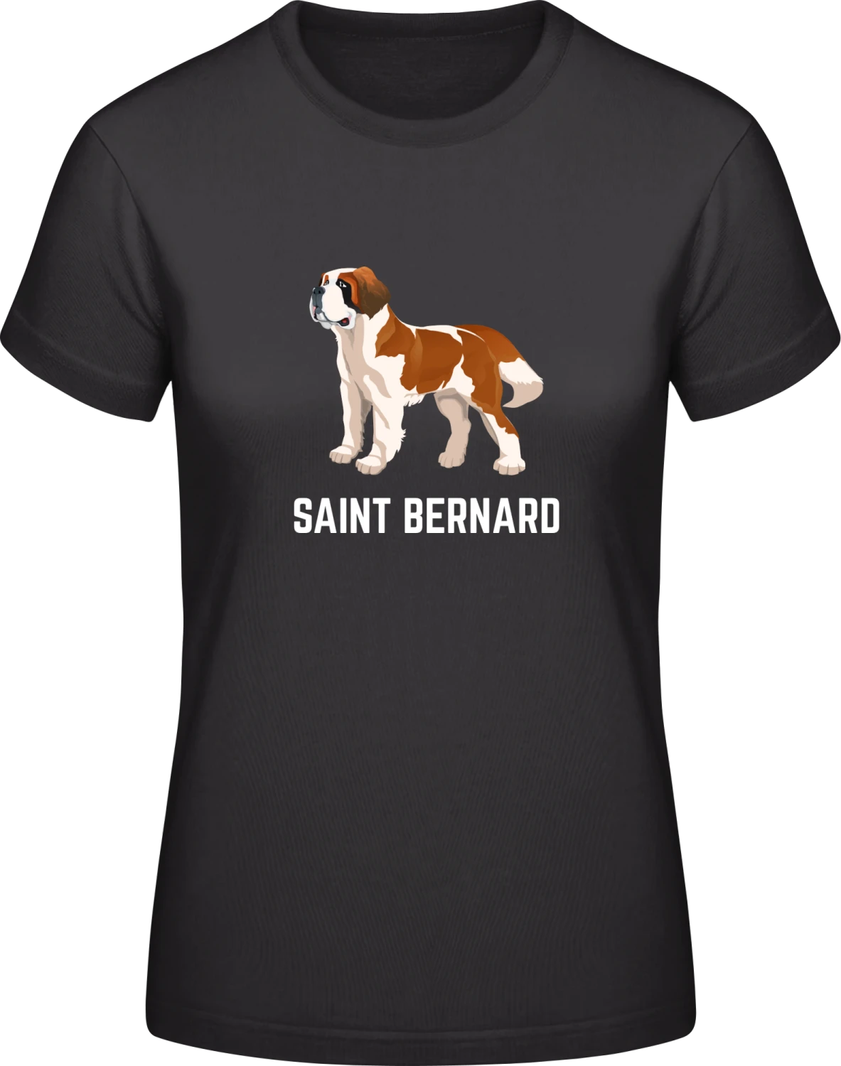 Saint Bernard Illustration - Black #E190 women T-Shirt - Front