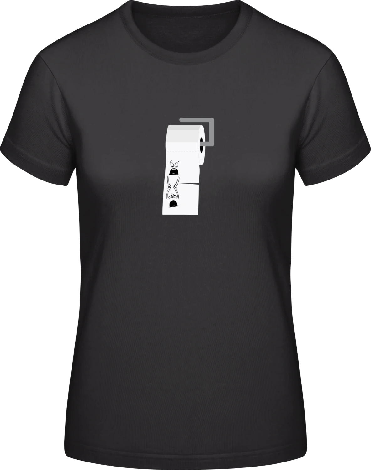 Toilet Paper Holding On - Black #E190 women T-Shirt - Front