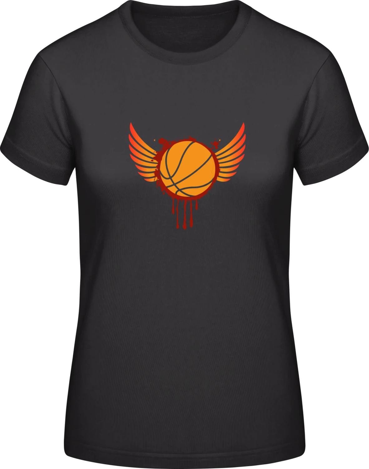 Basketball Splash Wings - Black #E190 women T-Shirt - Front