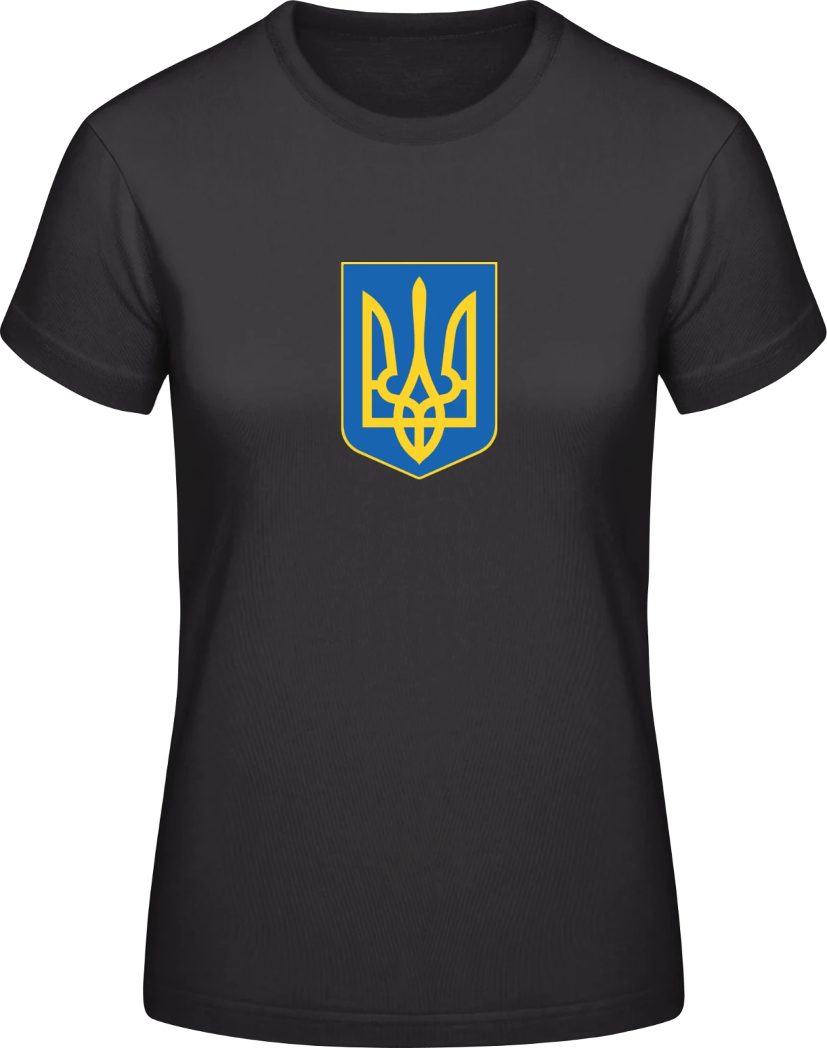 Ukraine Coat of Arms - Black #E190 women T-Shirt - Front