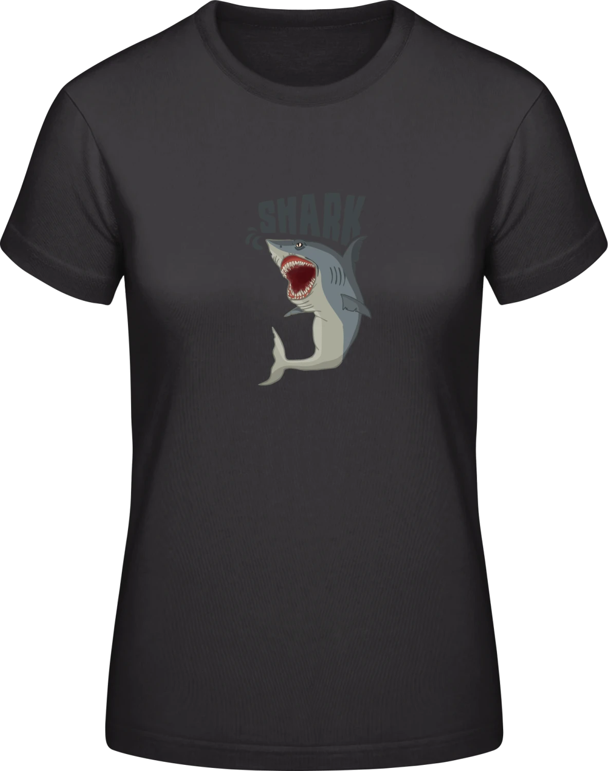 Shark Comic - Black #E190 women T-Shirt - Front