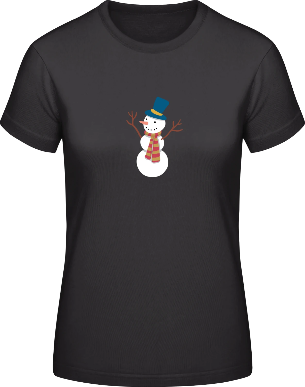 Cute Snowman - Black #E190 women T-Shirt - Front