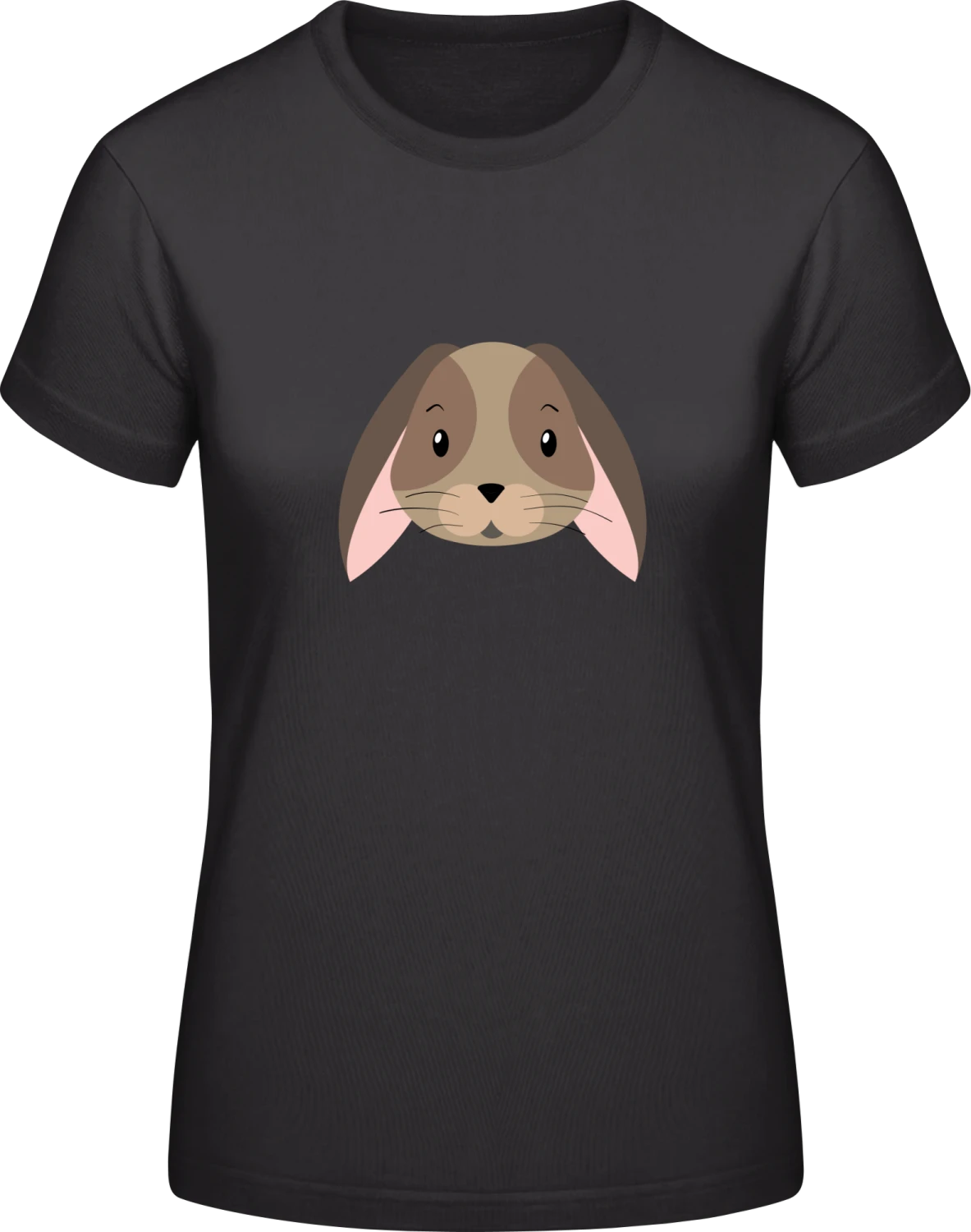 Comic Bunny Face - Black #E190 women T-Shirt - Front