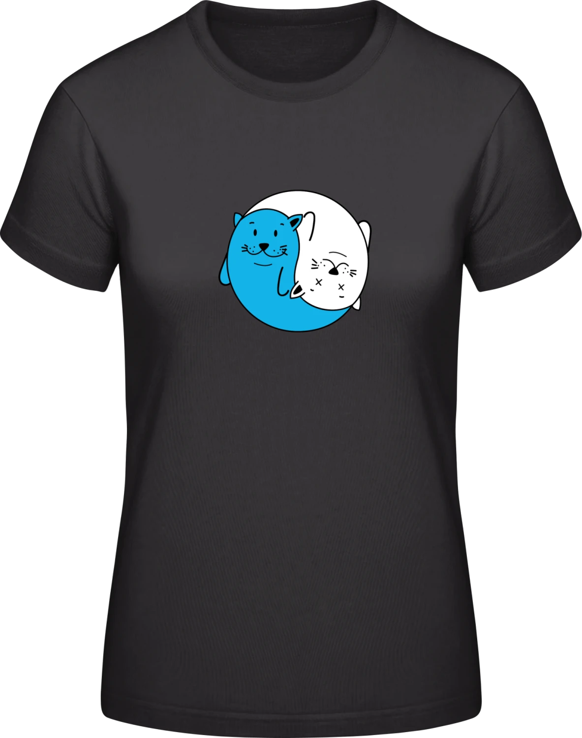 Cats Ying Yang - Black #E190 women T-Shirt - Front