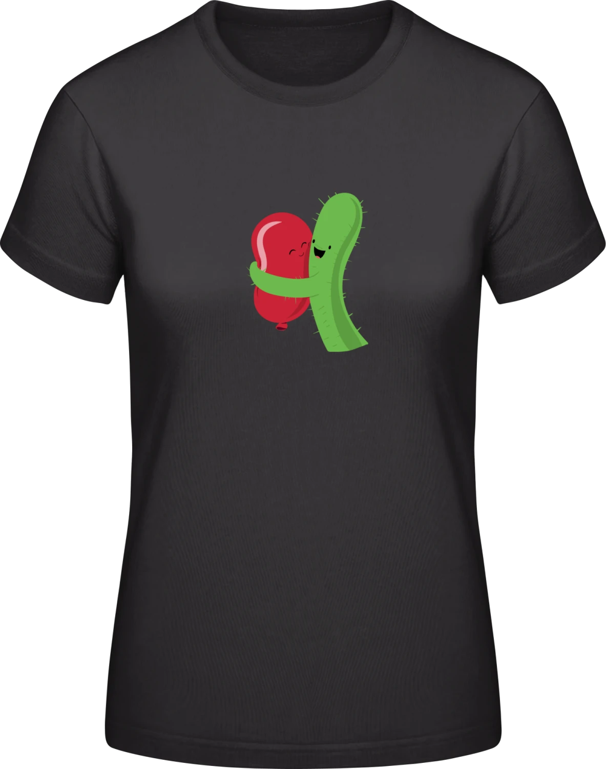 Cactus Hug Balloon - Black #E190 women T-Shirt - Front