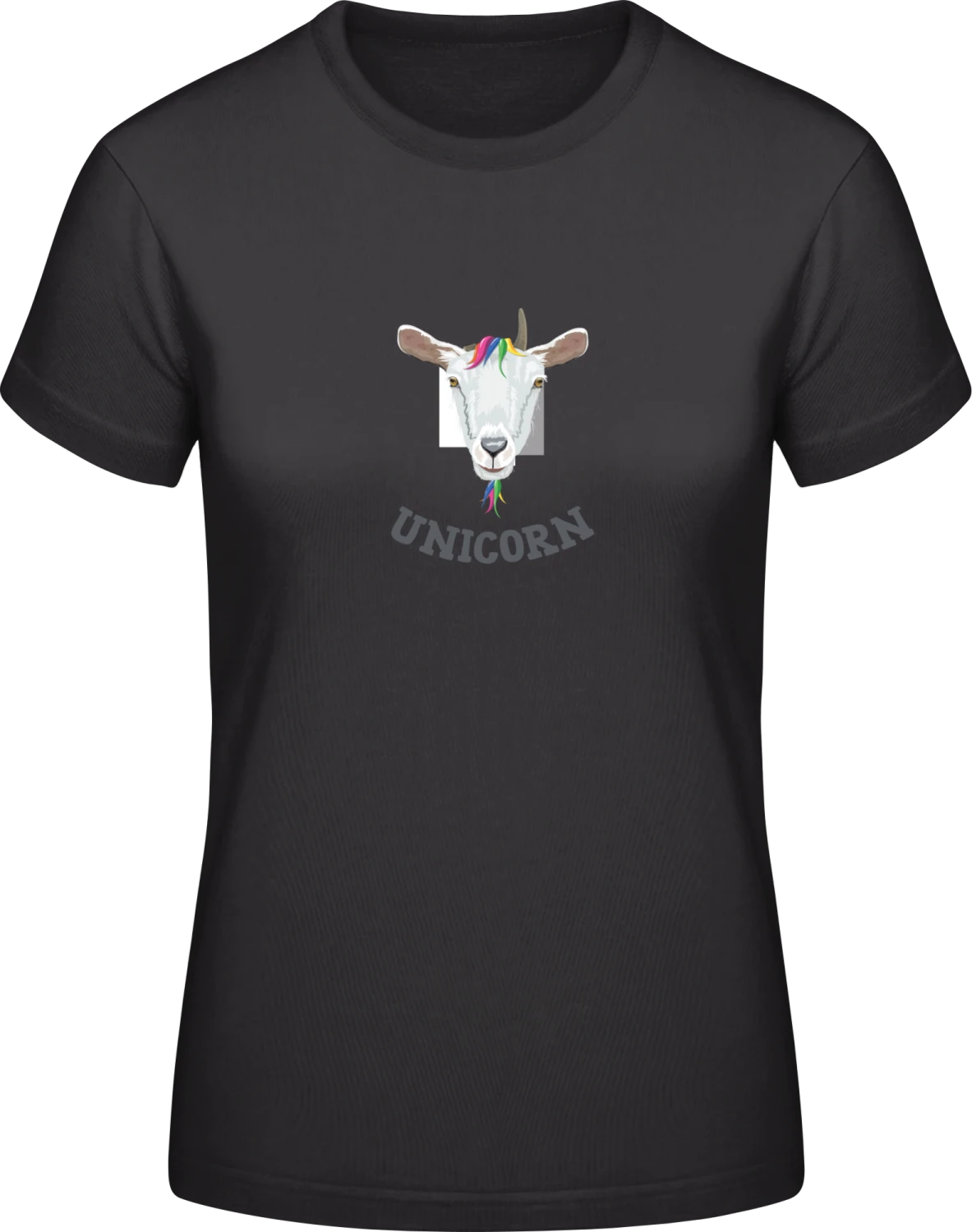 Unicorn Goat - Black #E190 women T-Shirt - Front