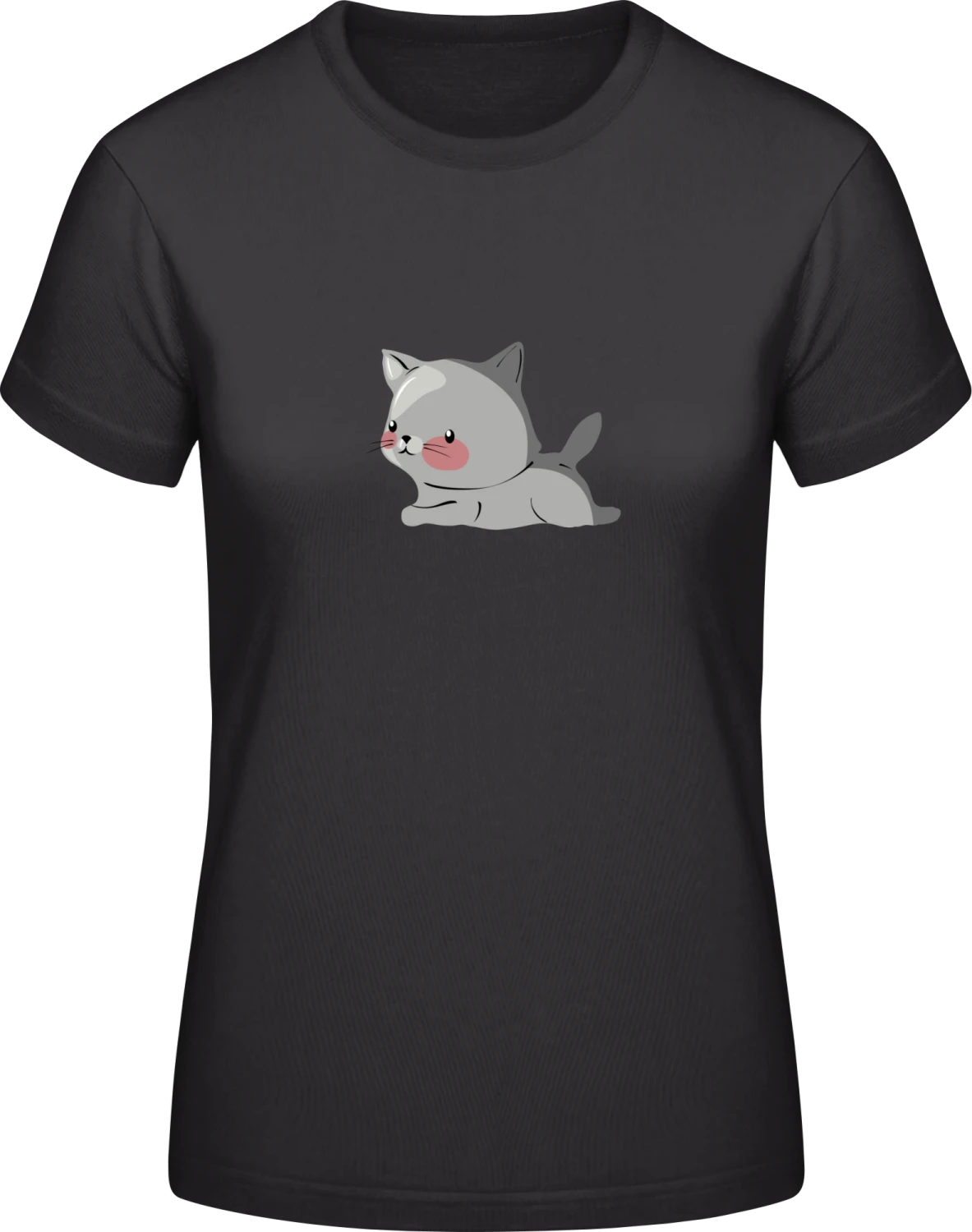 Cute Litte Cat - Black #E190 women T-Shirt - Front