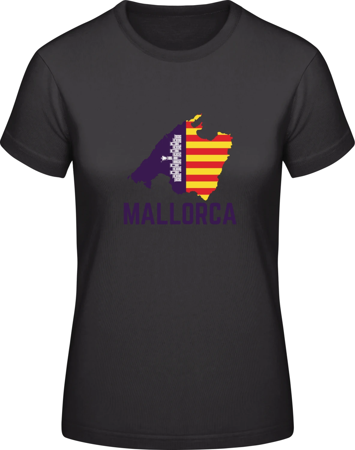 Mallorca Map - Black #E190 women T-Shirt - Front