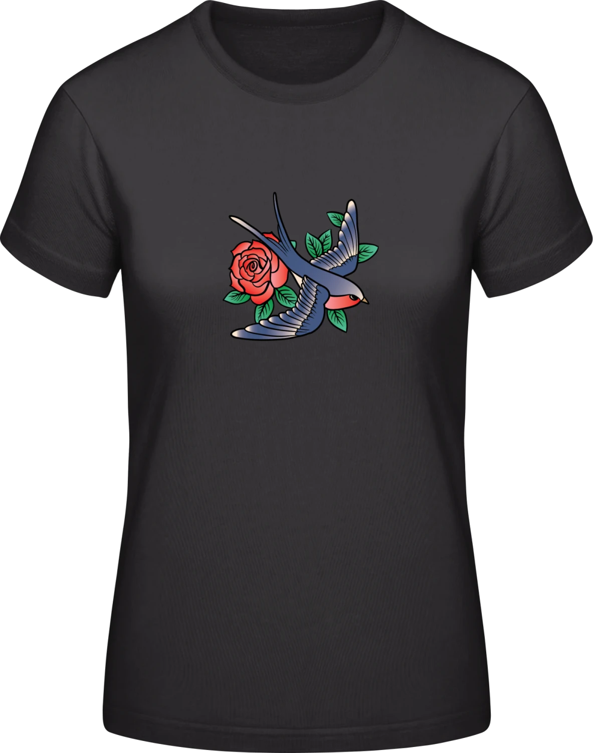 Rose Bird - Black #E190 women T-Shirt - Front