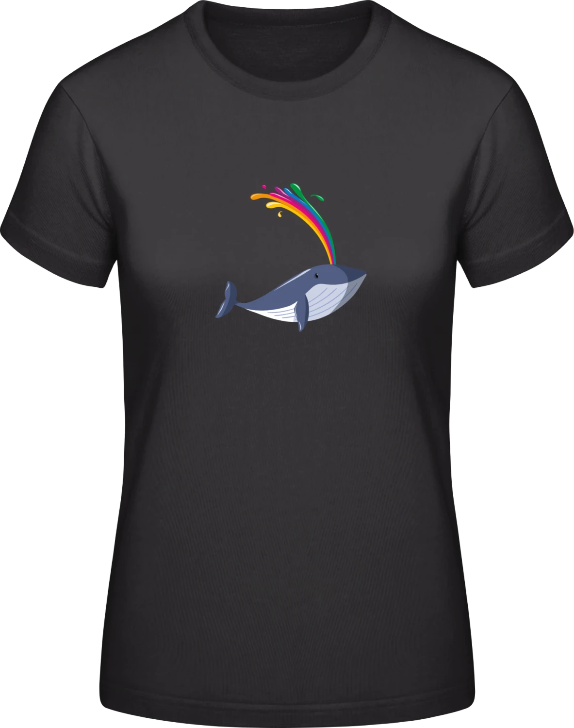 Whale Rainbow - Black #E190 women T-Shirt - Front