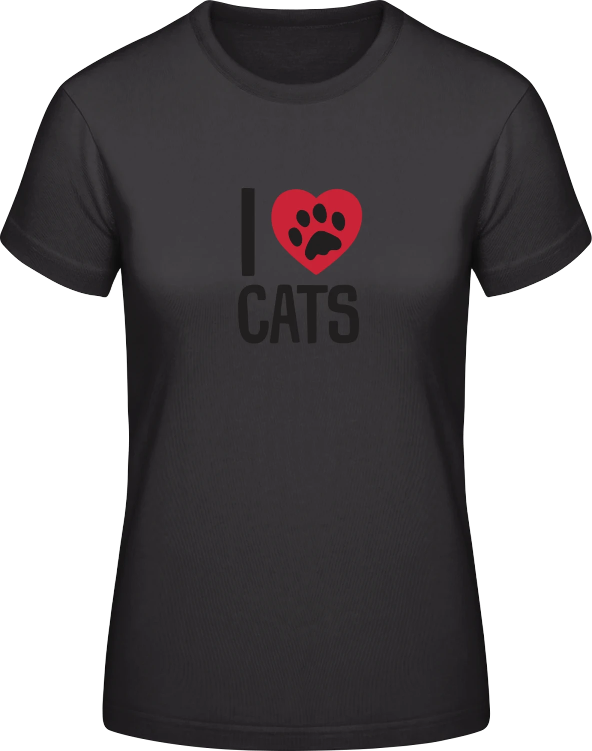 I Love Cats Paw - Black #E190 women T-Shirt - Front