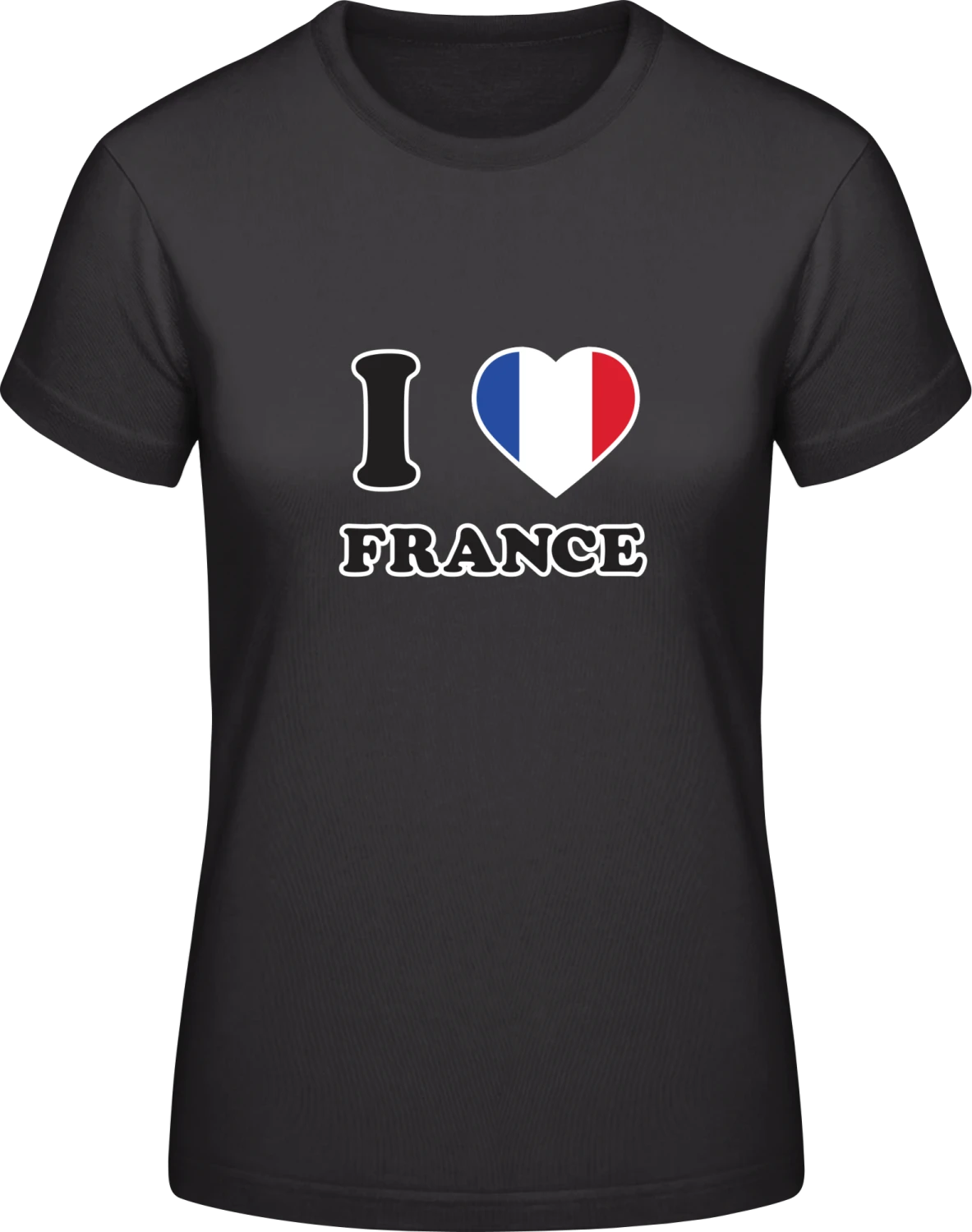 I Love France Fan - Black #E190 women T-Shirt - Front