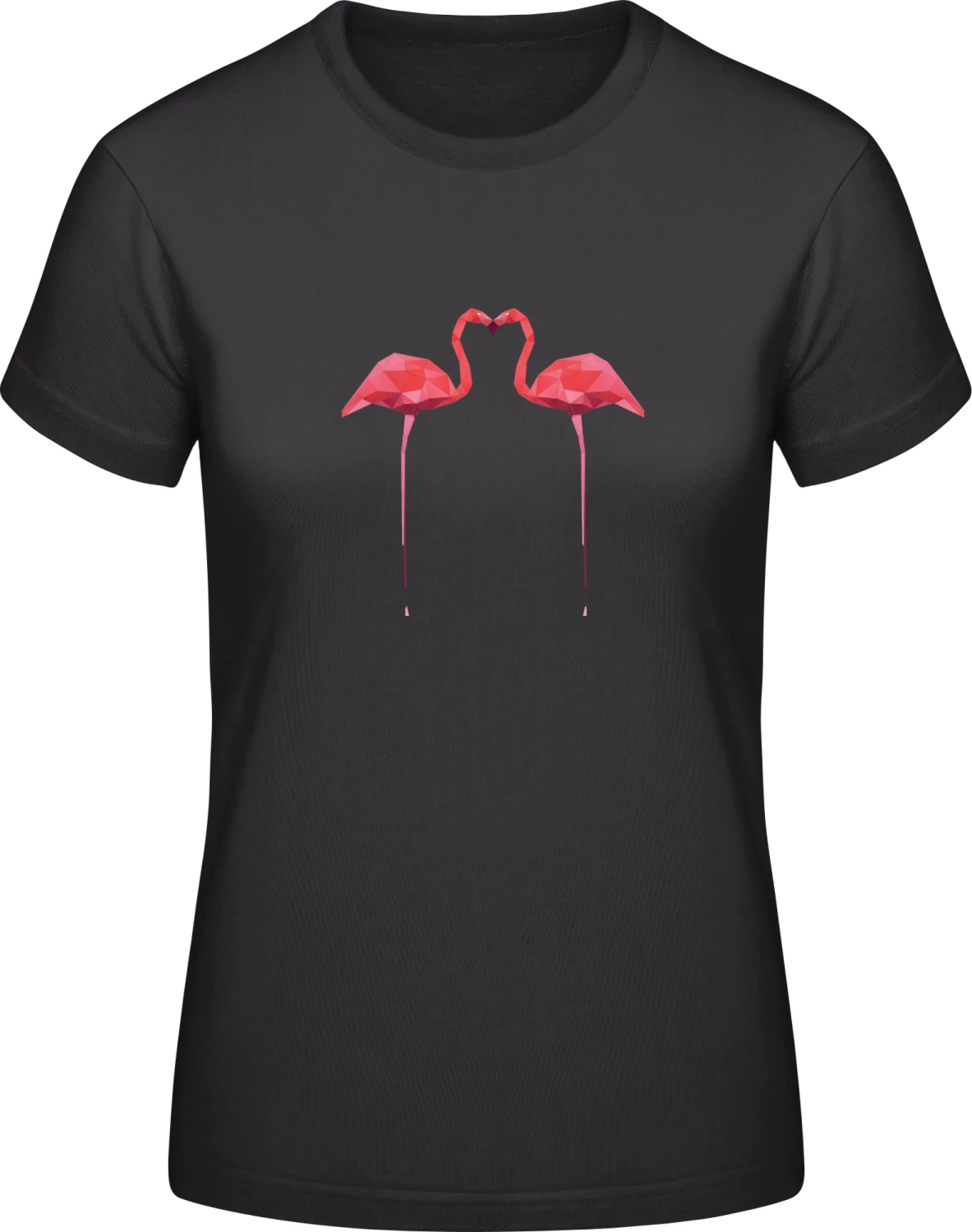 Flamingos In Love - Black #E190 women T-Shirt - Front