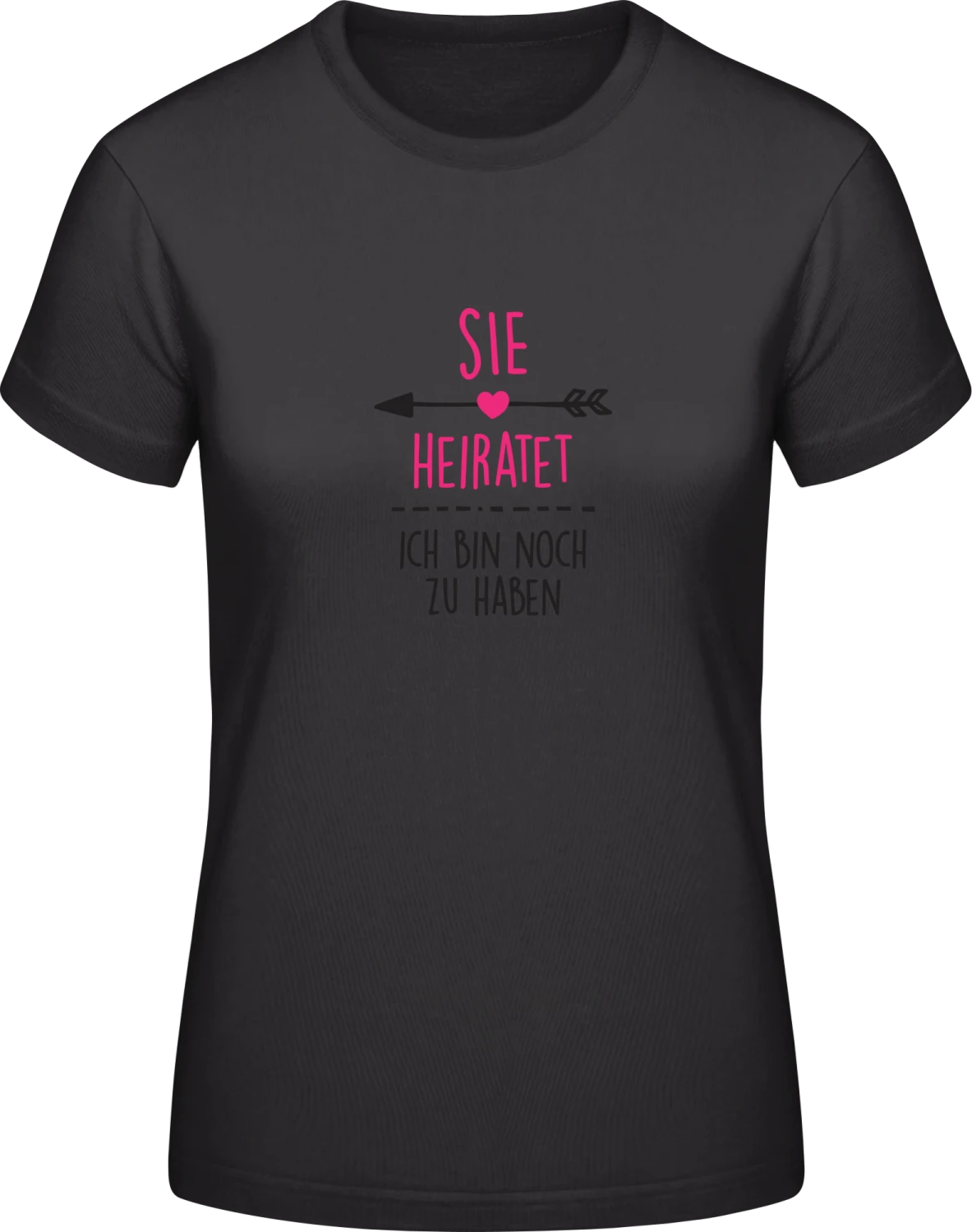 Sie heiratet Polterabend - Black #E190 women T-Shirt - Front