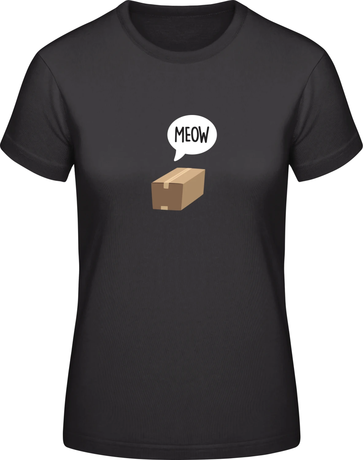 Meow In The Box Schrödinger's Cat - Black #E190 women T-Shirt - Front