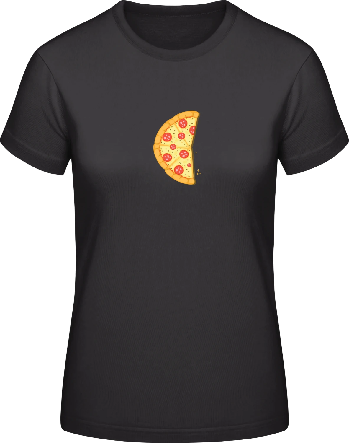 Pizza Half Piece Left - Black #E190 women T-Shirt - Front