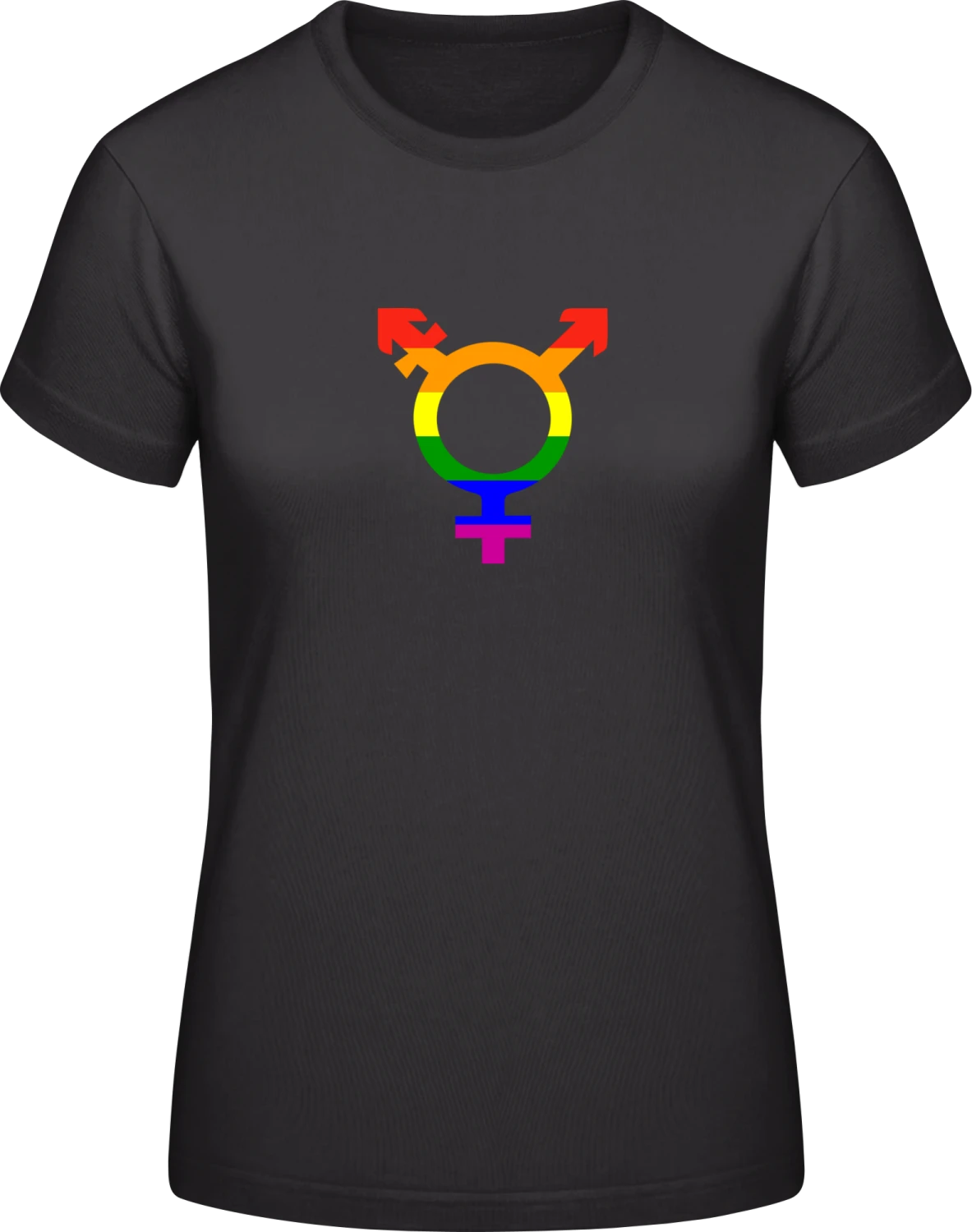 Transgender Symbol Rainbow - Black #E190 women T-Shirt - Front