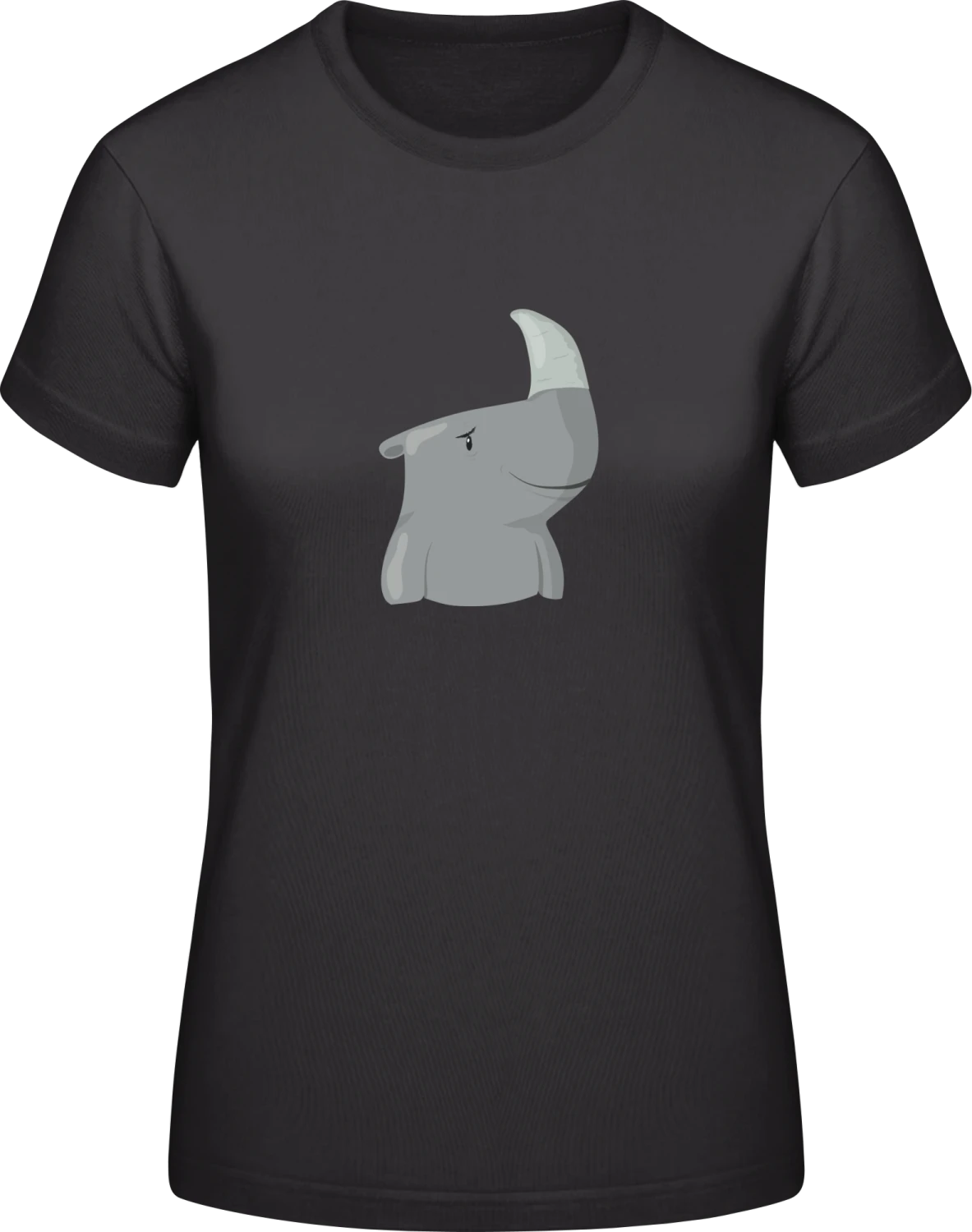 Happy Rhinoceros - Black #E190 women T-Shirt - Front