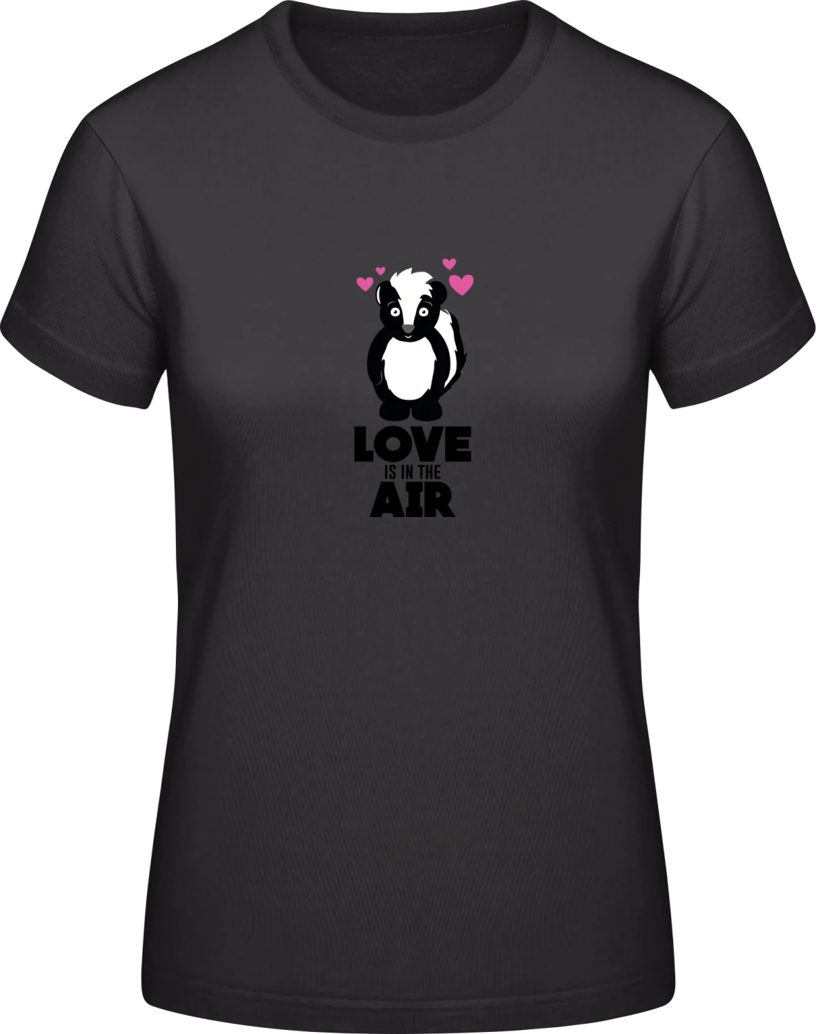 Love Is In The Air Skunk With Hearts - Black #E190 women T-Shirt - Front