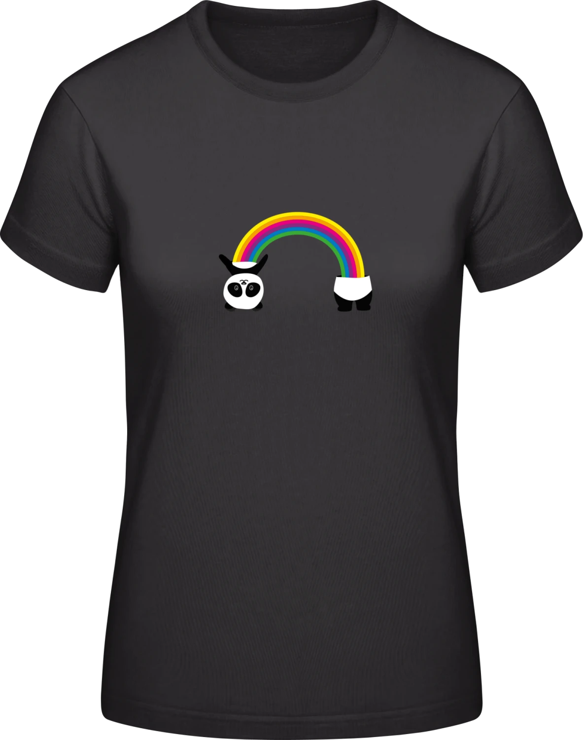 Panda Rainbow Inside - Black #E190 women T-Shirt - Front