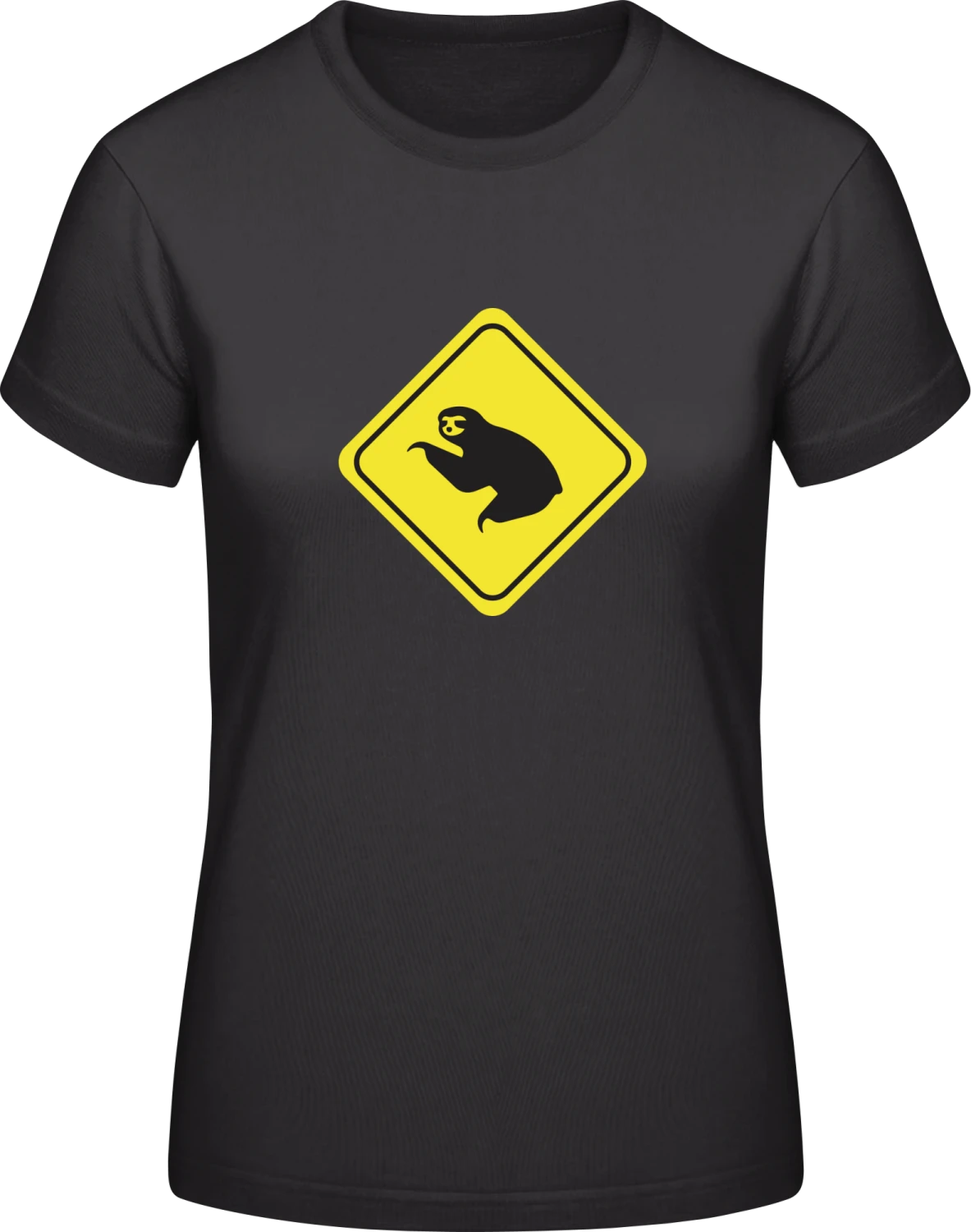 Sloth Warning - Black #E190 women T-Shirt - Front