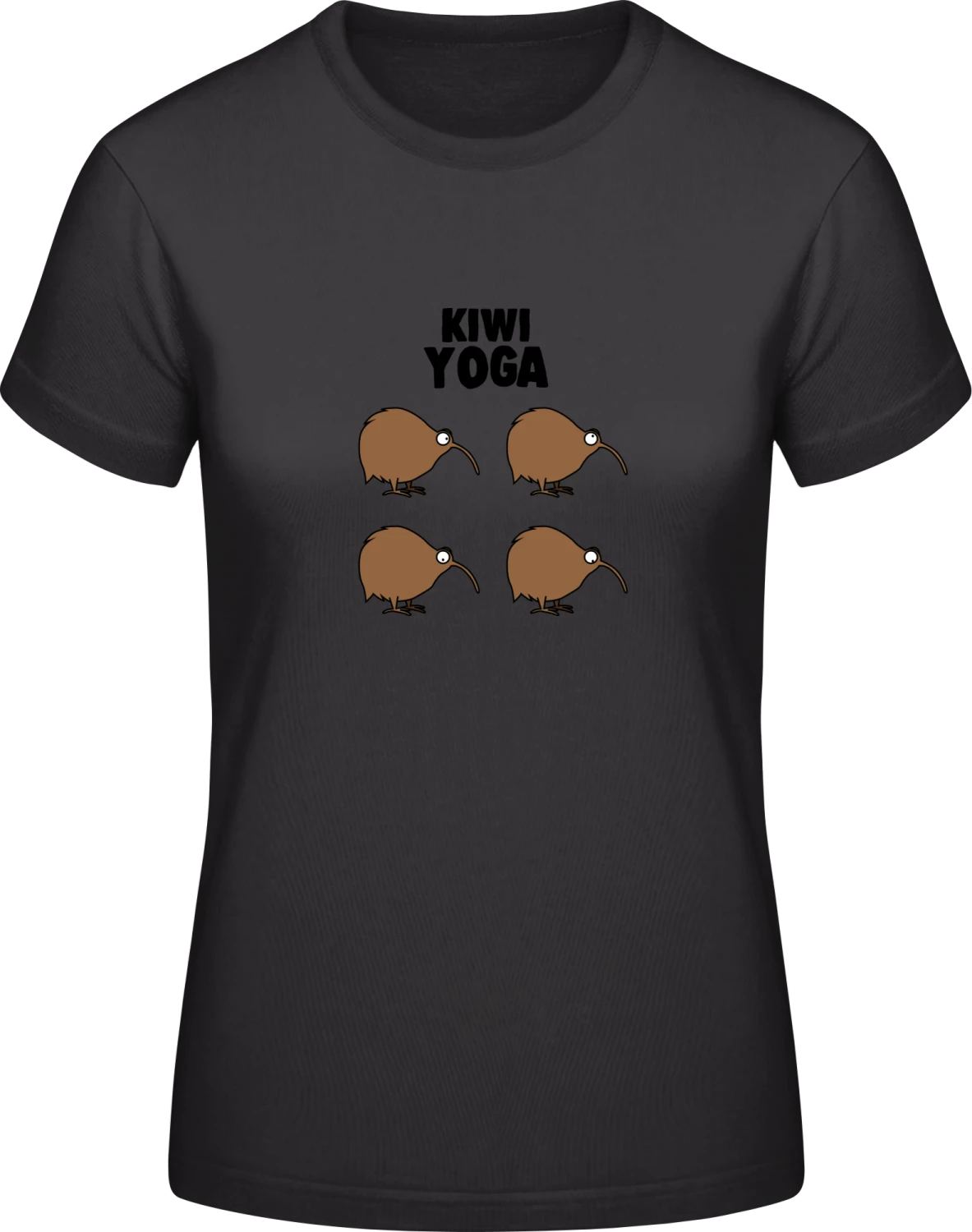 Kiwi Yoga - Black #E190 women T-Shirt - Front