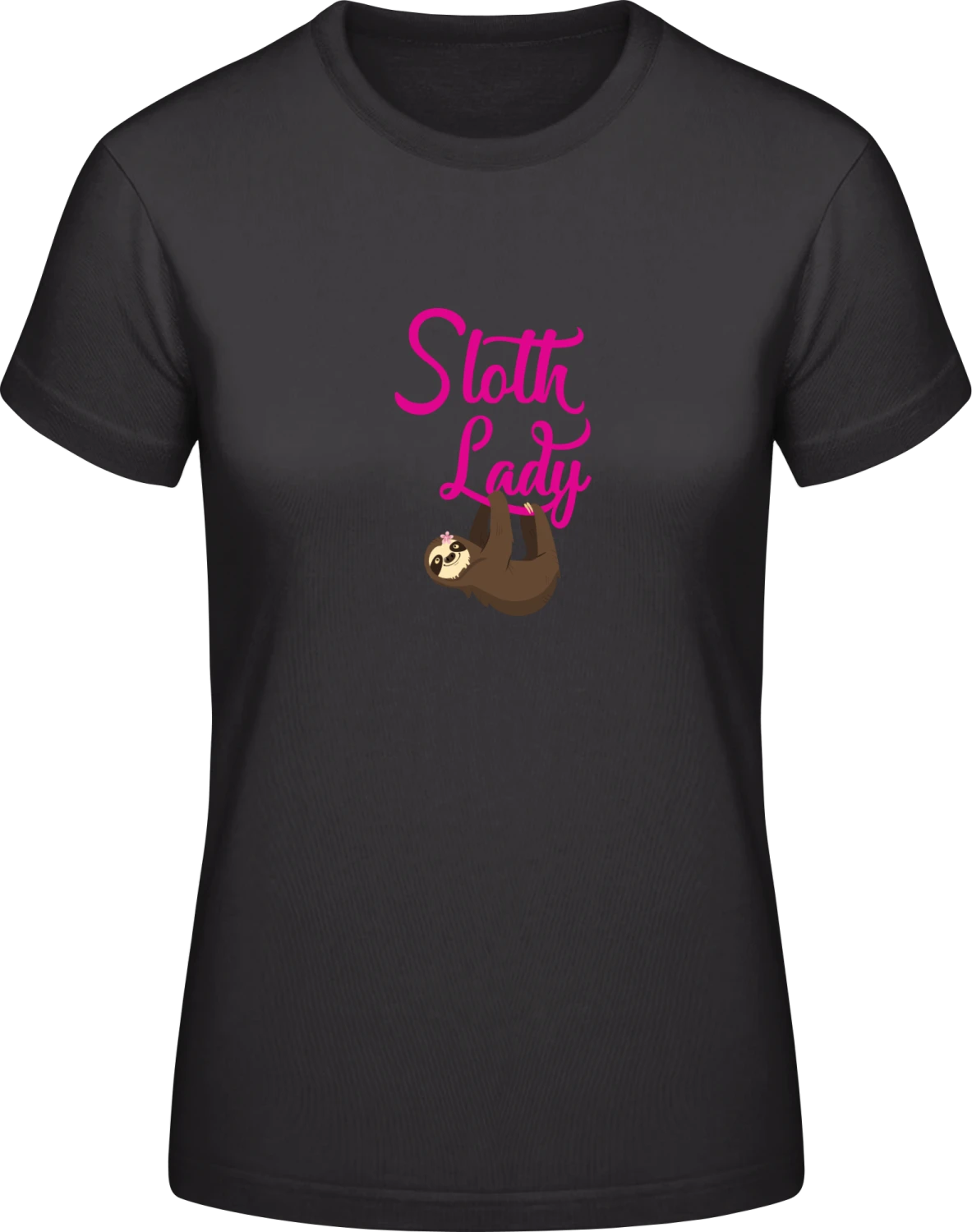 Sloth Lady - Black #E190 women T-Shirt - Front