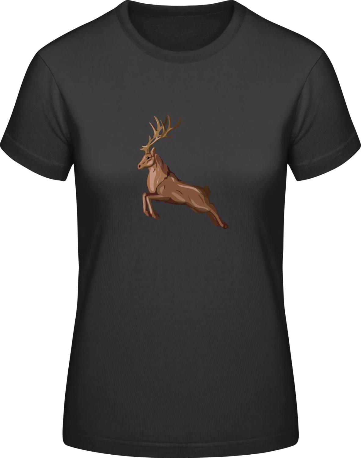 Jumping Deer - Black #E190 women T-Shirt - Front