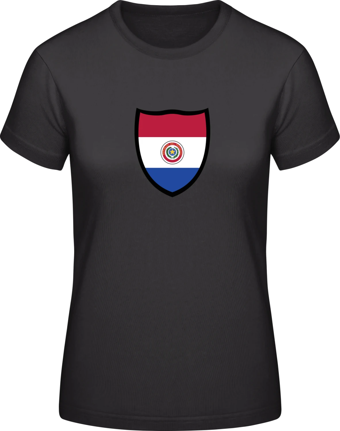 Paraguay Flag Shield - Black #E190 women T-Shirt - Front