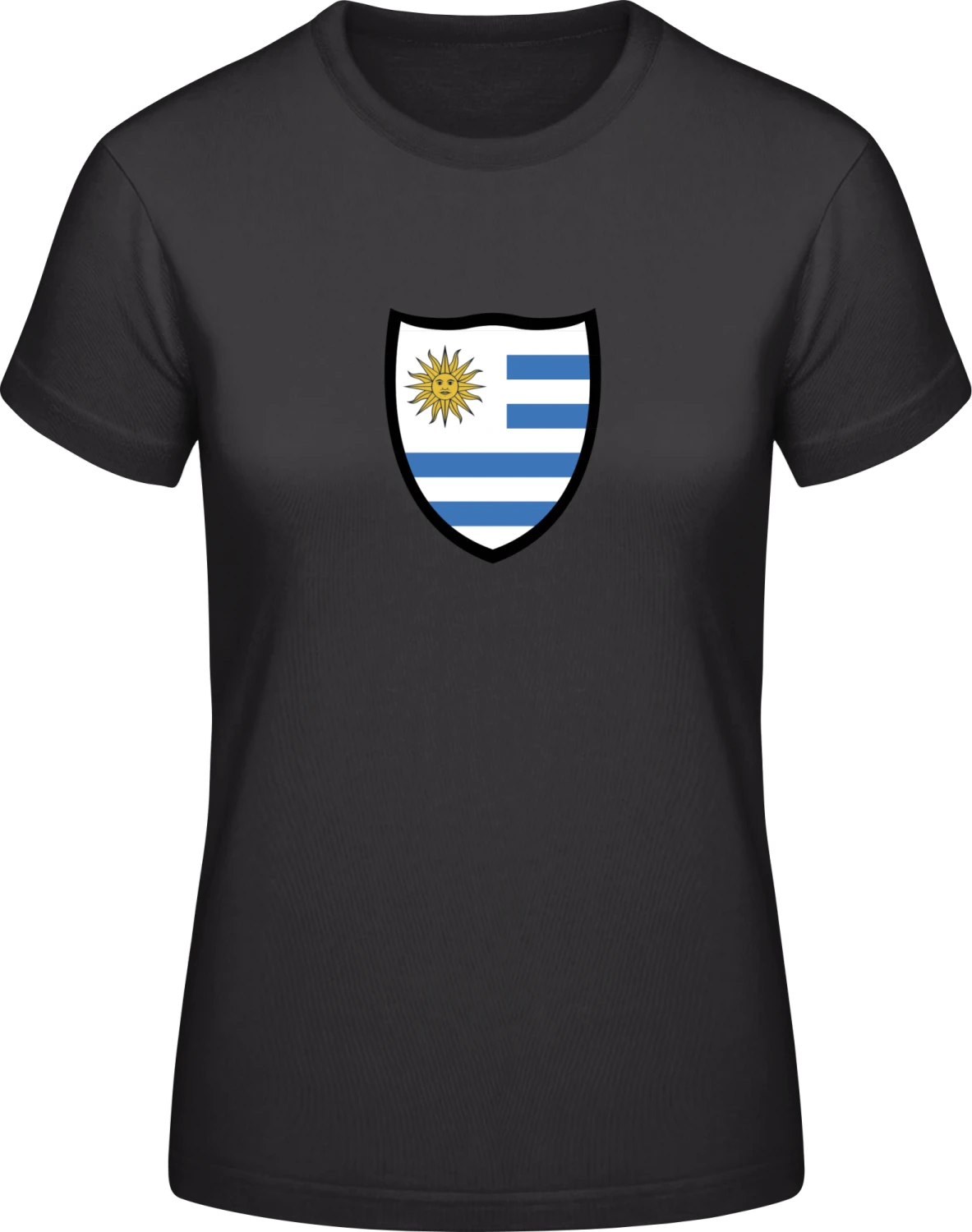 Uruguay Flag Shield - Black #E190 women T-Shirt - Front