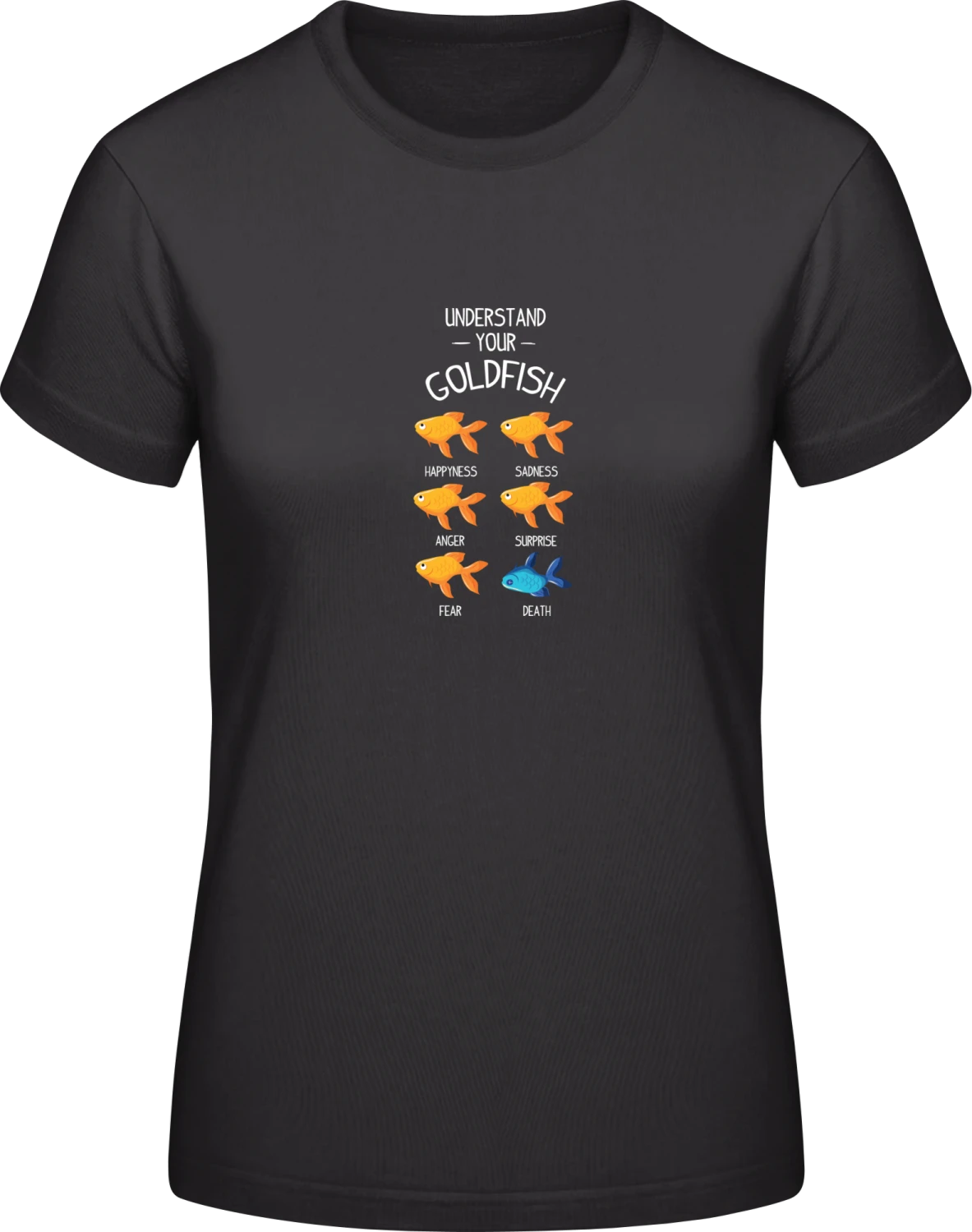 Goldfish Emotions - Black #E190 women T-Shirt - Front