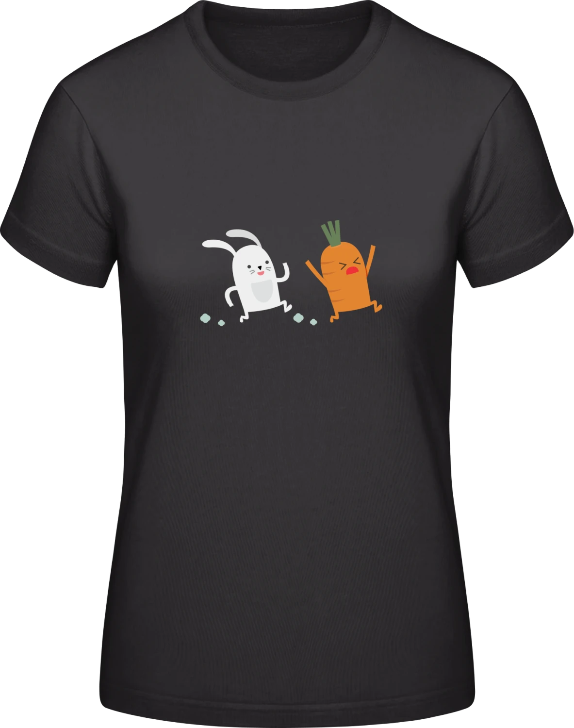 Rabbit Fast Food - Black #E190 women T-Shirt - Front