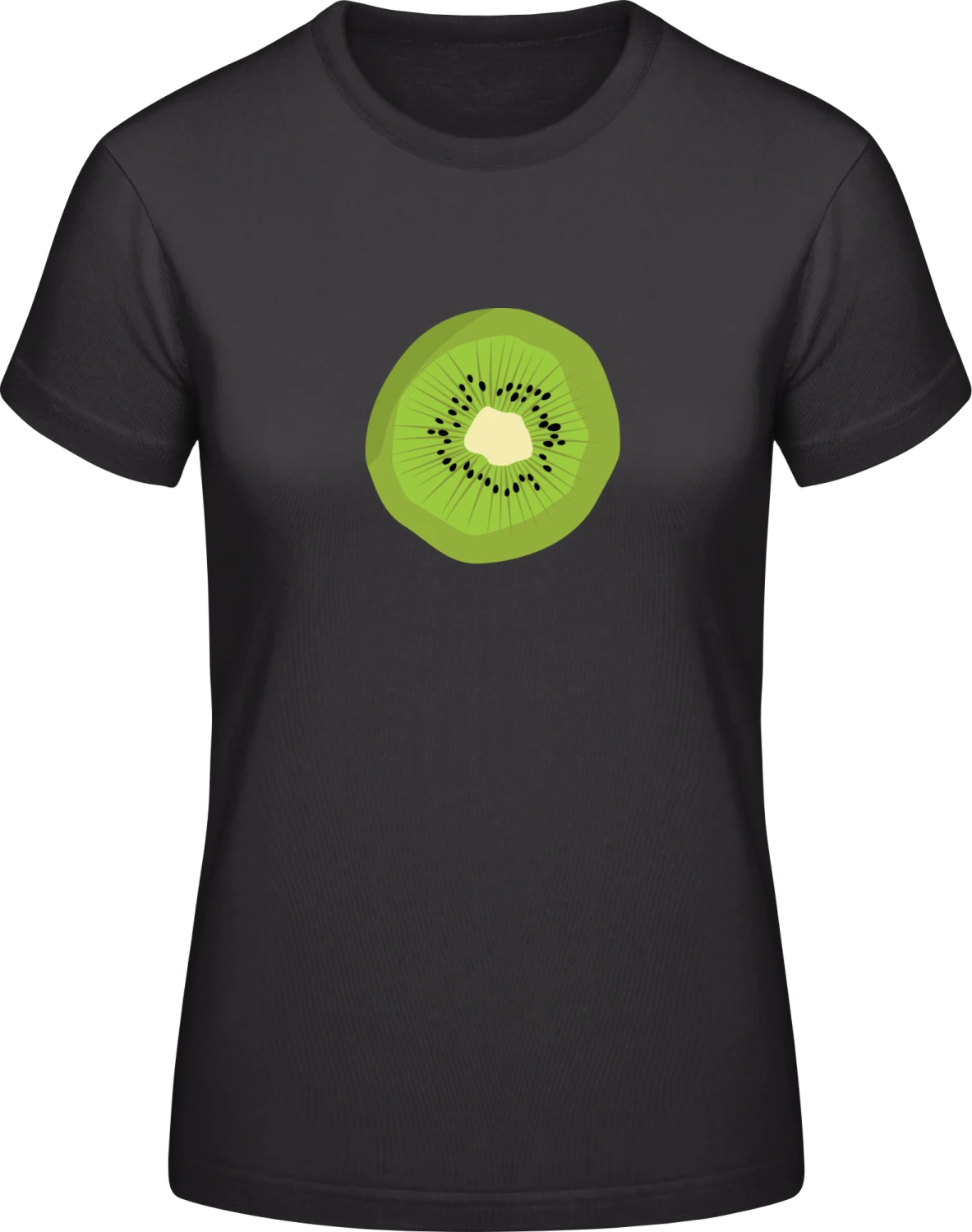 Kiwi Slice - Black #E190 women T-Shirt - Front