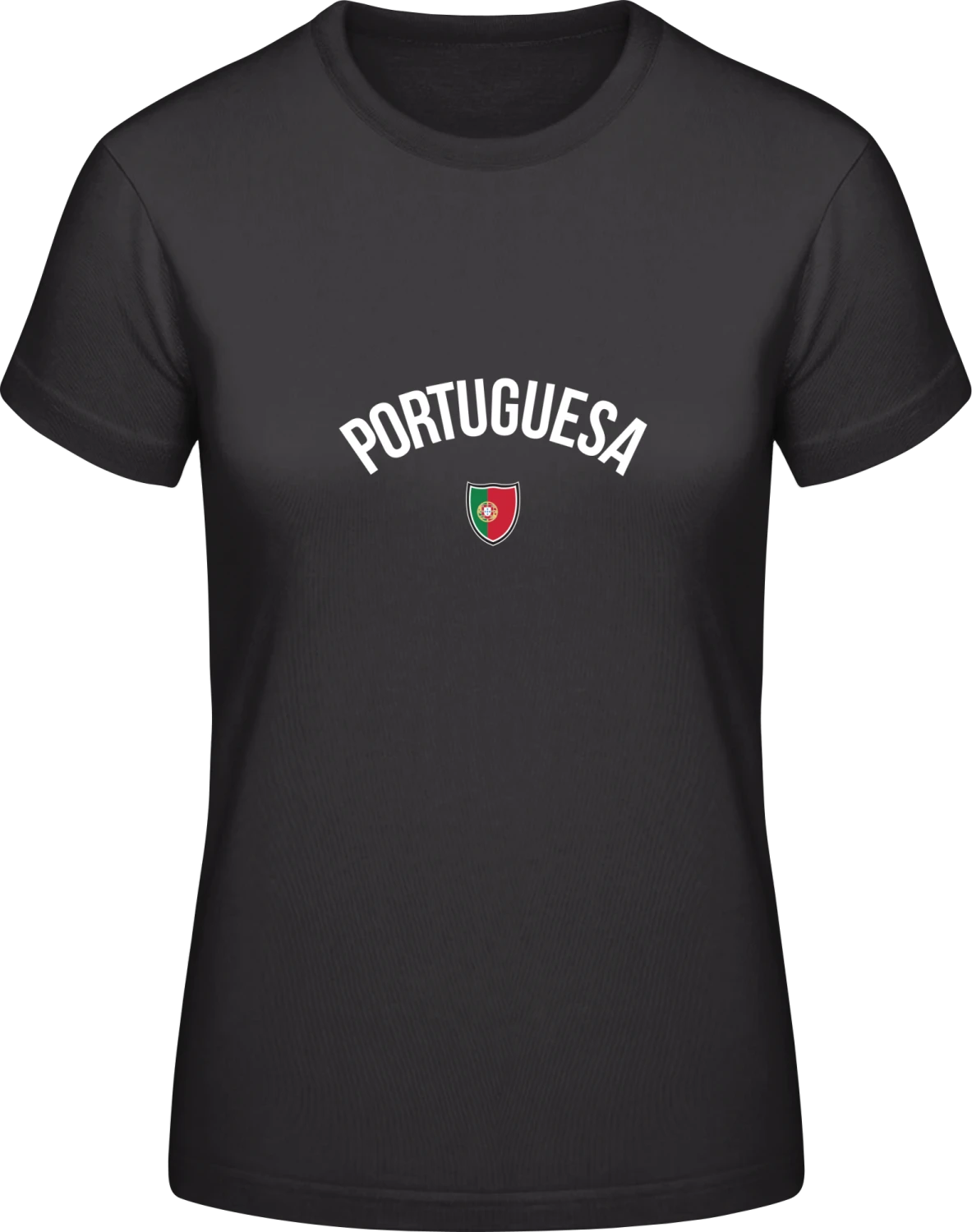 PORTUGUESA Flag Fan - Black #E190 women T-Shirt - Front