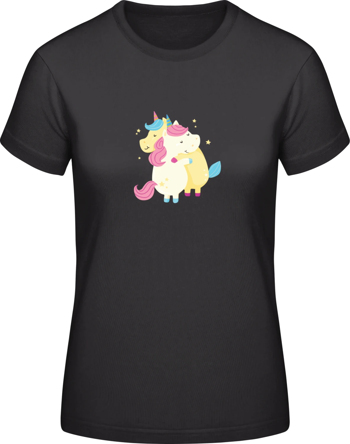 Unicorn Hug - Black #E190 women T-Shirt - Front