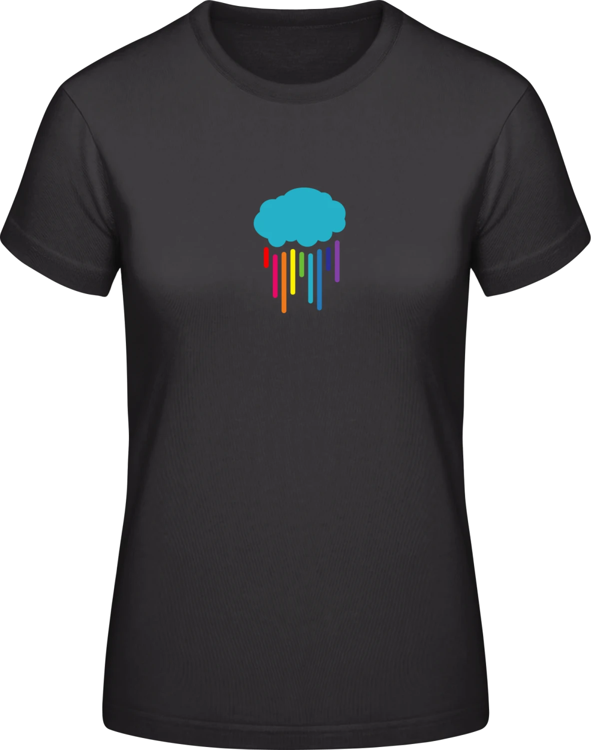 Cloud Rainbow Rain - Black #E190 women T-Shirt - Front