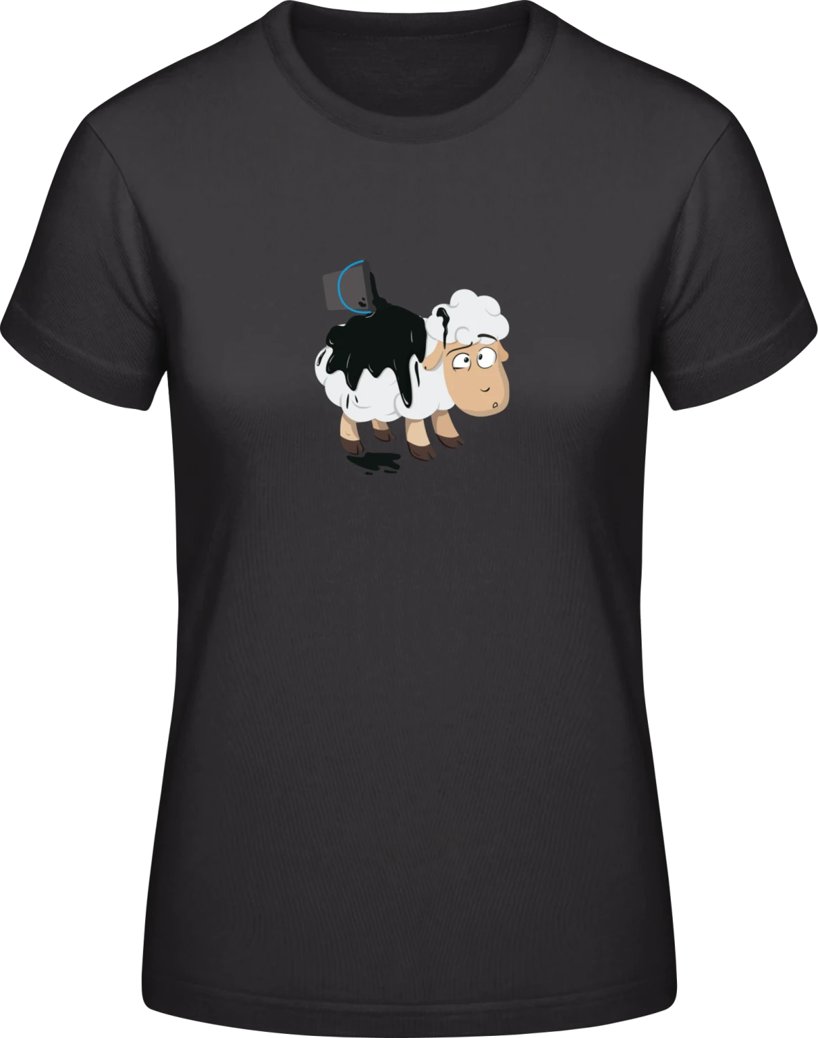 Black Painted Sheep Oops - Black #E190 women T-Shirt - Front